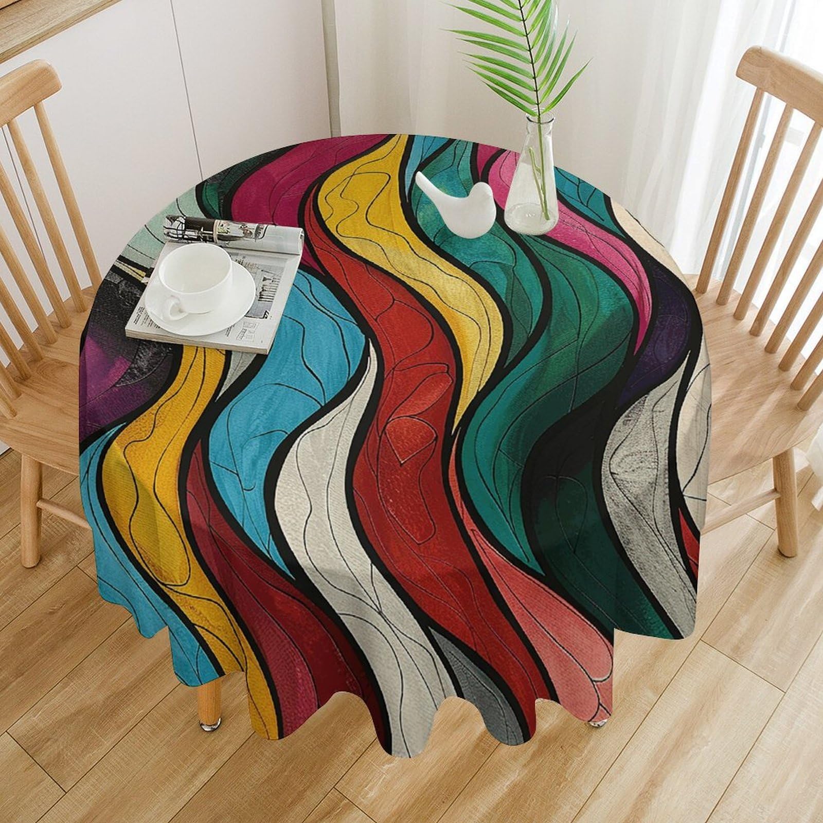 Nappe table ronde imperméable lavable pour protéger des taches de gras