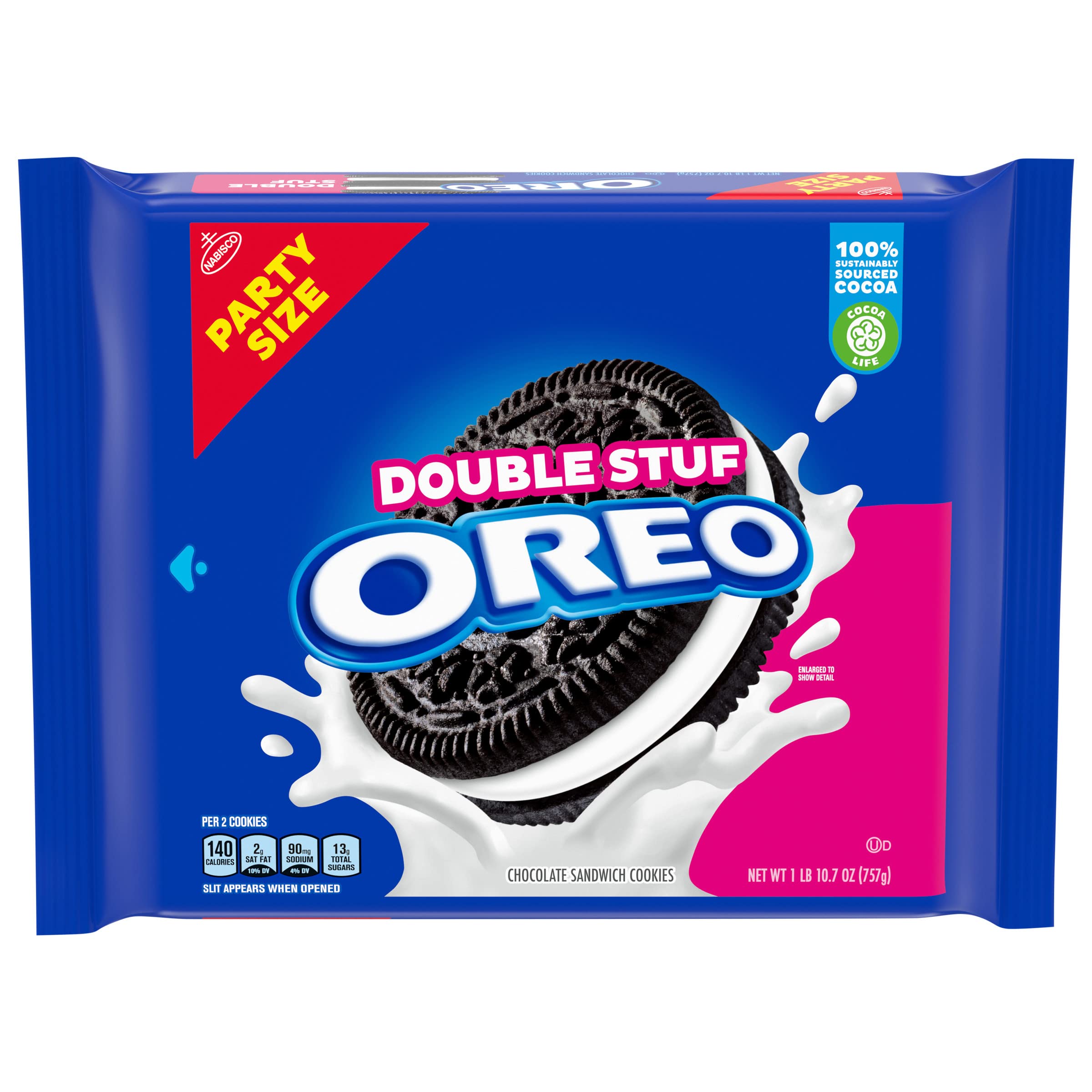 OREO Double Stuf Chocolate Sandwich Cookies, Party Size, 10.7oz (net 26.7oz) - 10.7oz (net 26.7oz) (Pack of 1)