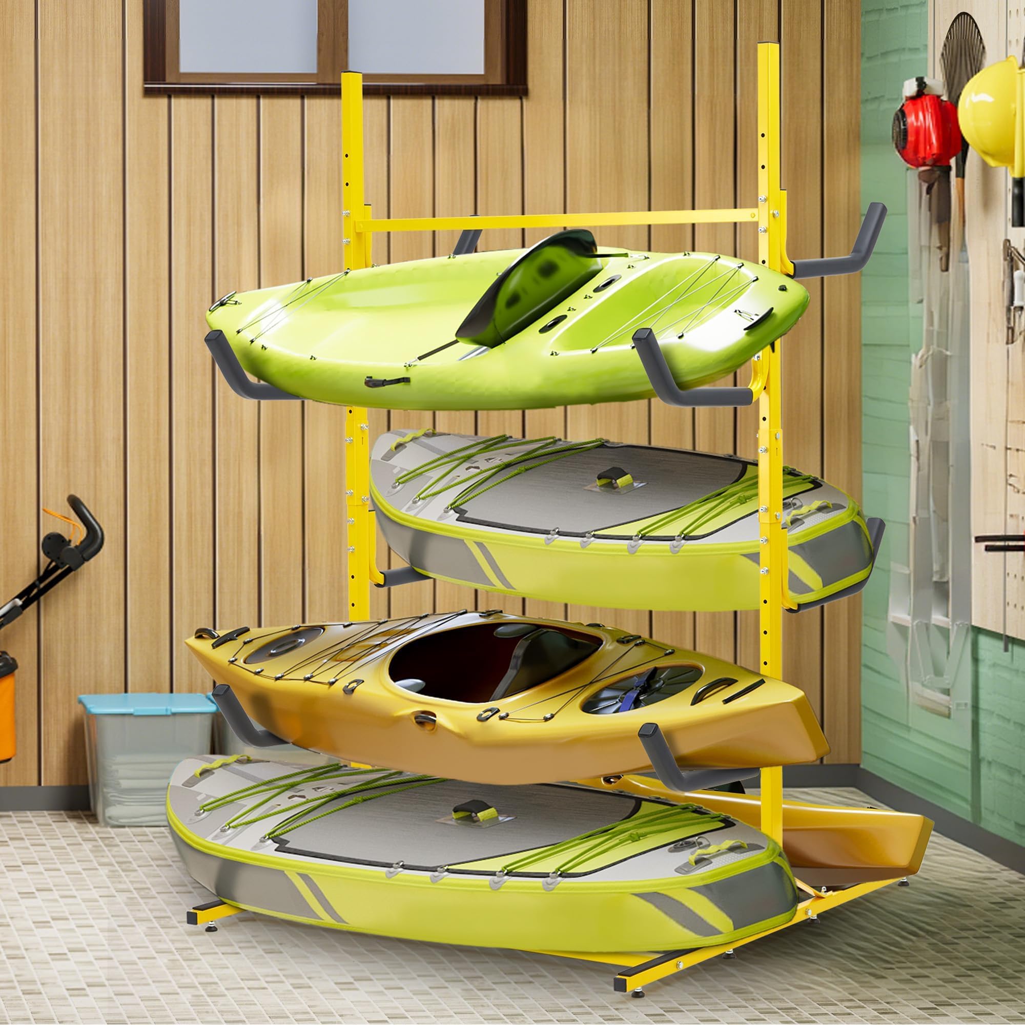 Freistehendes Kajakträger, Kajak Und SUP Outdoor-Aufbewahrungsregal Für 4-6 Kanu Paddleboard, Tragfähigkeit 240 kg, Robust
