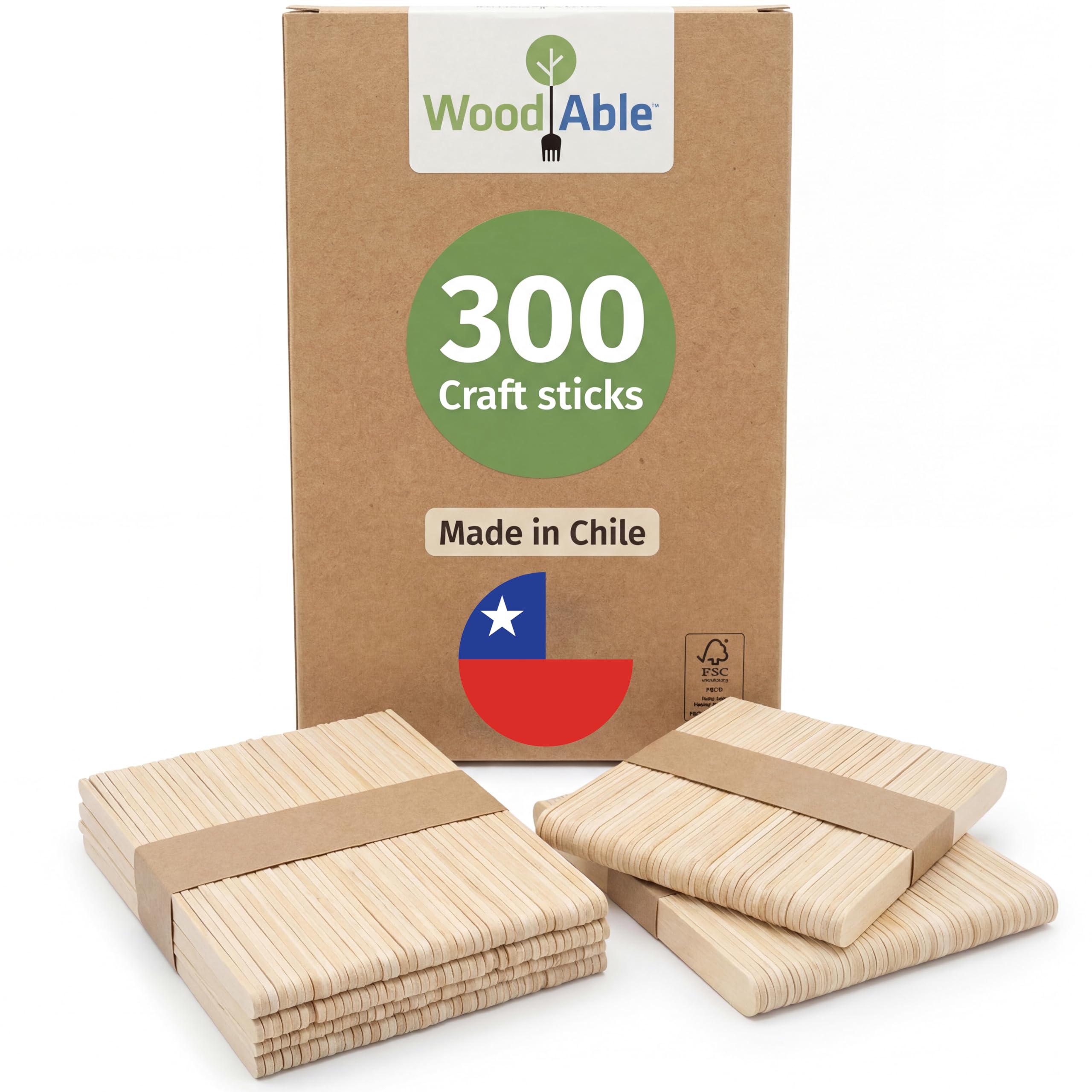 Photo 1 of 300 Pcs Popsicle Craft Sticks Ice Cream Sticks Natural Wood - Waxing Sticks - Eco Friendly - Pop Sticks for DIY Crafts - Popsicle Craft Sticks 4.5 inch Length Treat Sticks Ice - Made in Chile