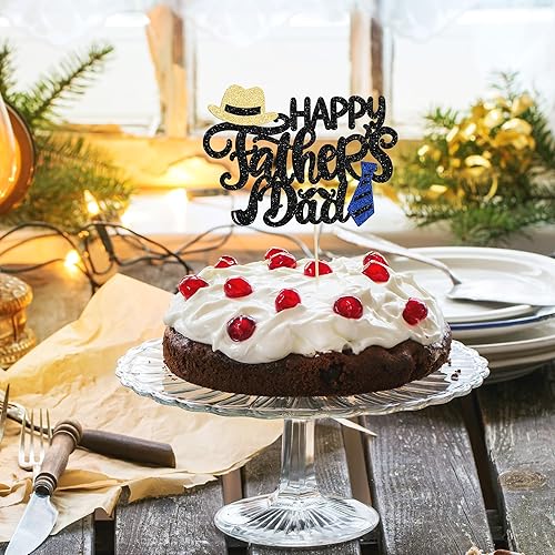 Miniatura 7 de 1 decoración de pastel para el Día del Padre, con purpurina negra para el Día del Padre, decoración de pastel para el mejor papá de todos los