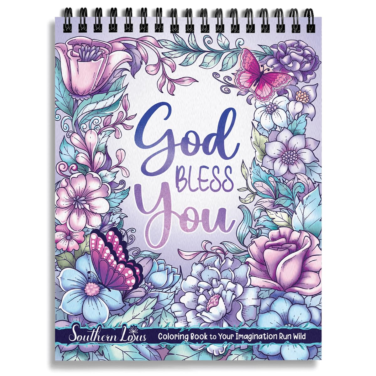 Flowers Patterns Hardcover Pages Poster God Bless You Spiral Coloring Book for Adults with Inspirational Bible Phrases Motivational Scripture Quotes Mindfulness Relaxing