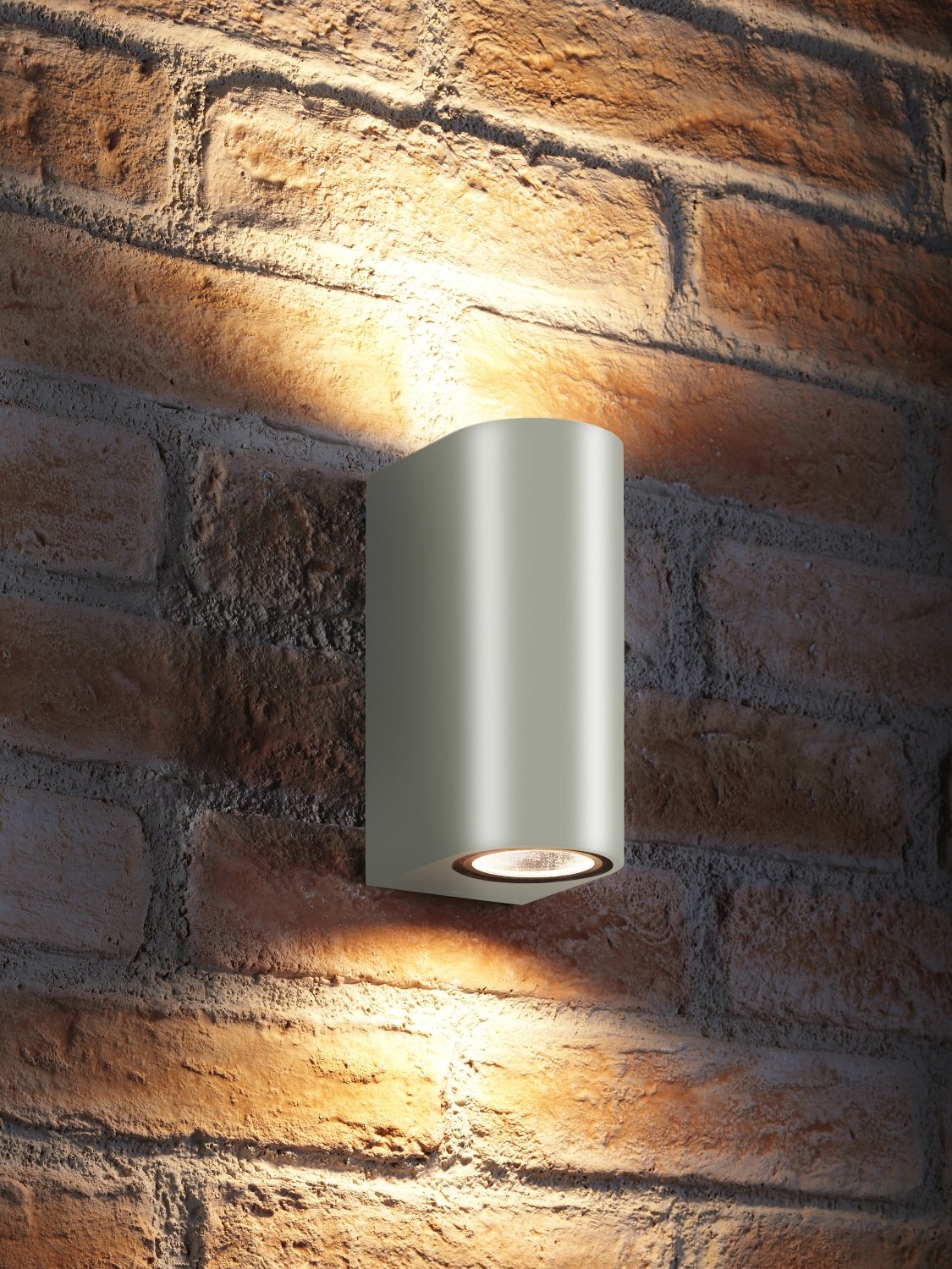 Auraglow IP44 Outdoor Double Up & Down Wall Light (Warm White, Silver) โ image 1