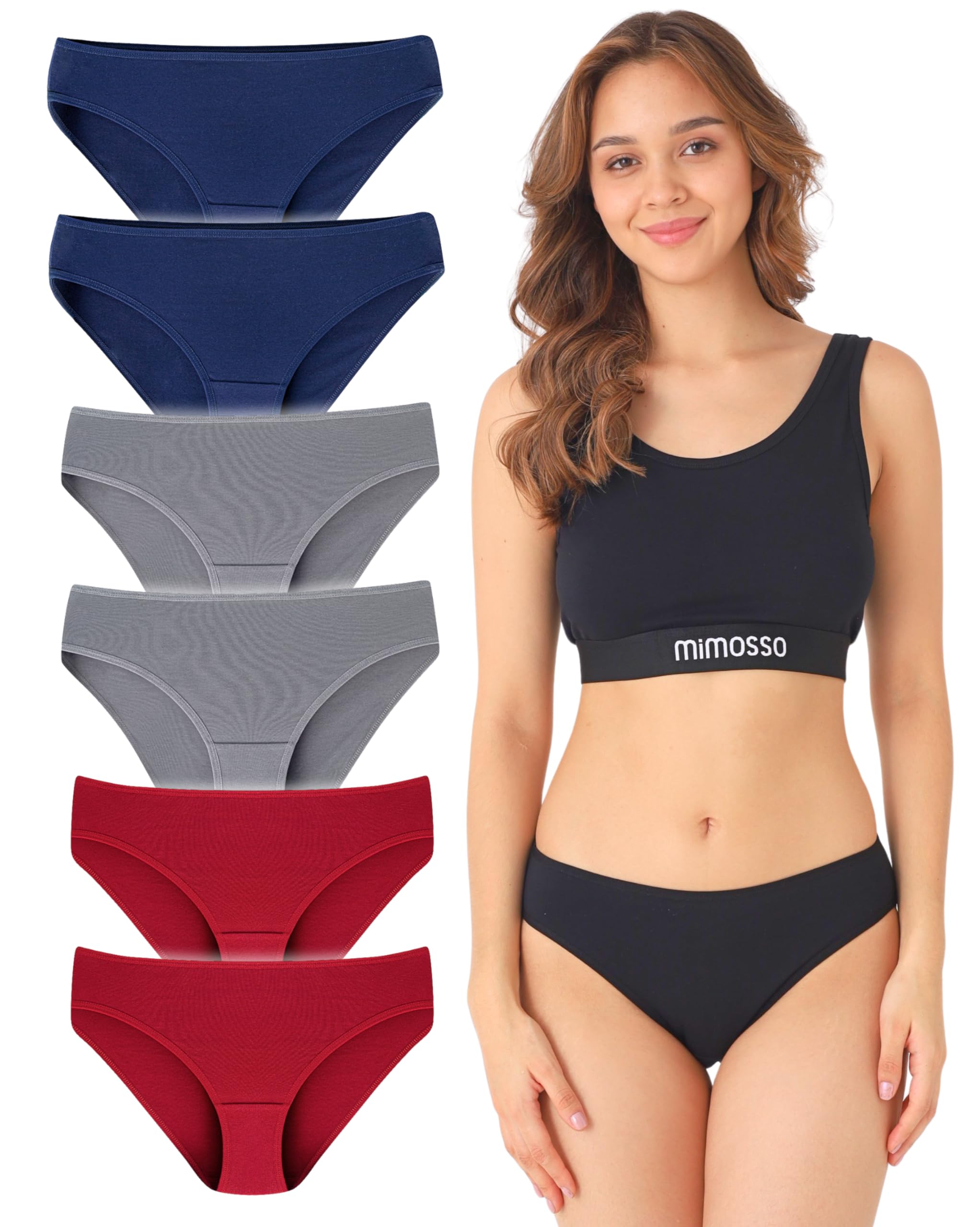 mimosso Unterhosen Damen Baumwolle Slip Atmungsaktiv 6er Pack - Unterwäsche Frauen Ohne Einschneidenden Gummibund - Bio Baumwoll Unterwäsche, GOTS & Oeko‑Tex Zertifiziert In (Gr. XS - 3XL)