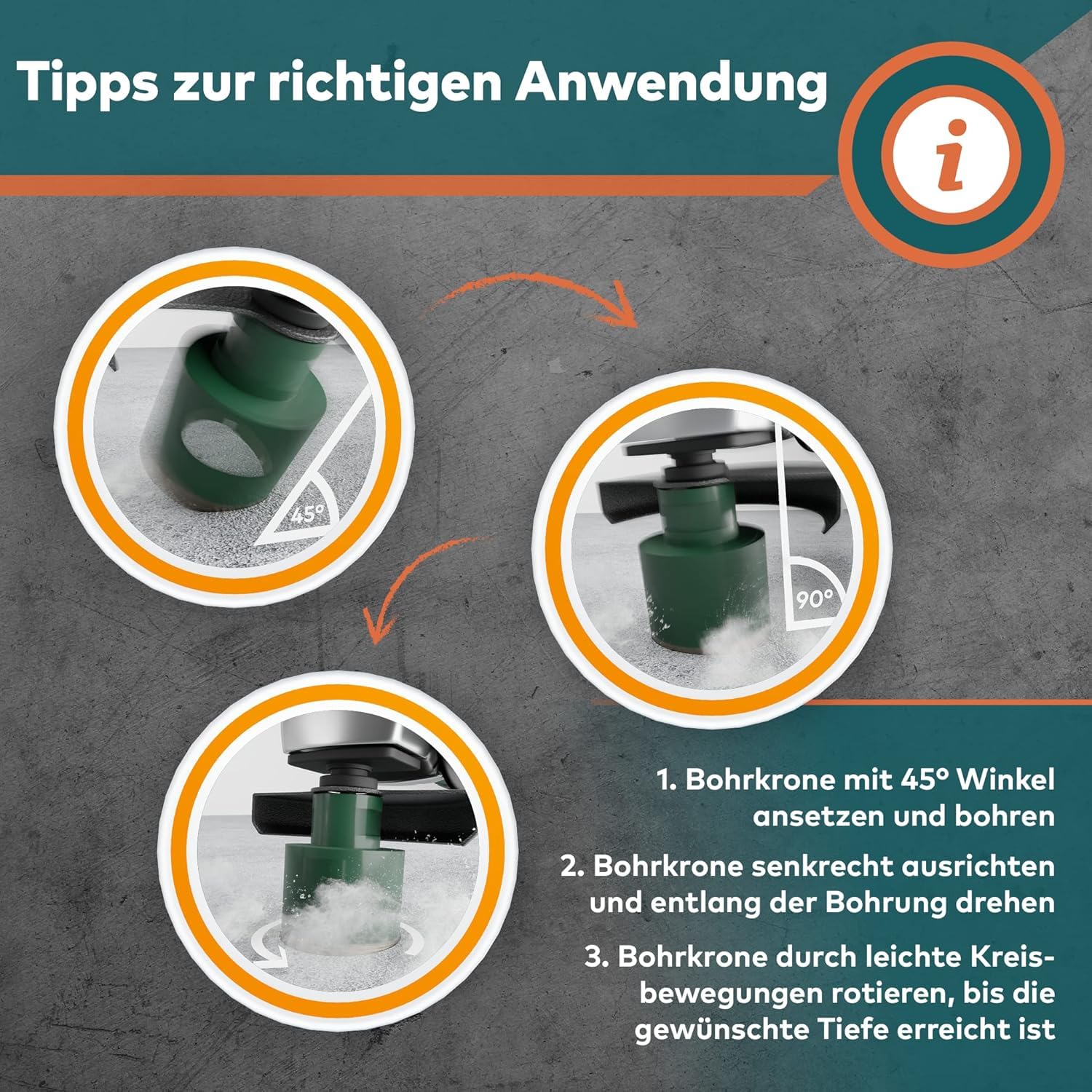 Das exklusive Diamantbohrer Set von Fairmo (5 Teile inkl. M14 Adapter) - Diamantbohrkronen Fliesenbohrer Set 68mm, 50mm, 35mm, 25mm, 20mm - Bohrkrone für harte Fliesen, Keramik, Beton, Feinsteinzeug