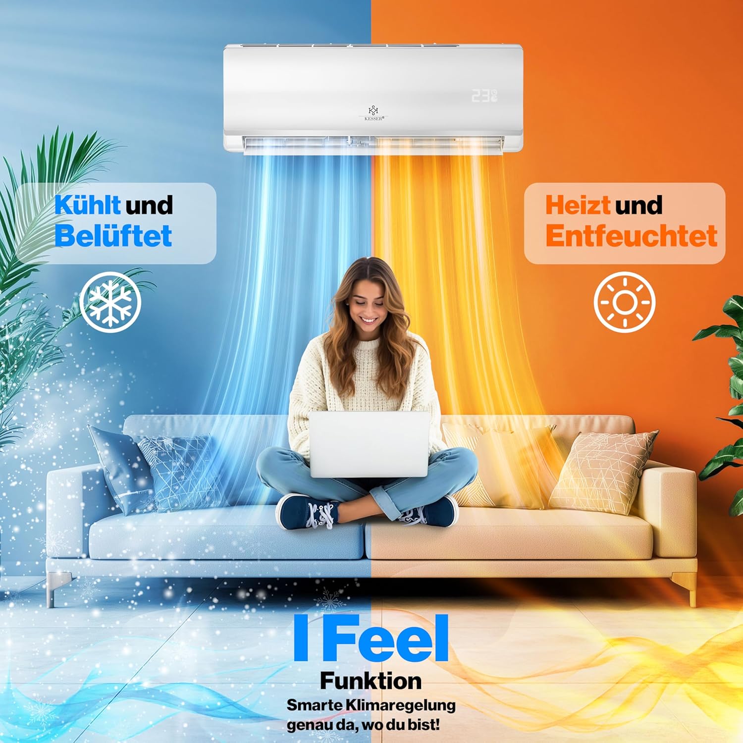 KESSER® Split Klimaanlage Set Quick Connect 12000 BTU