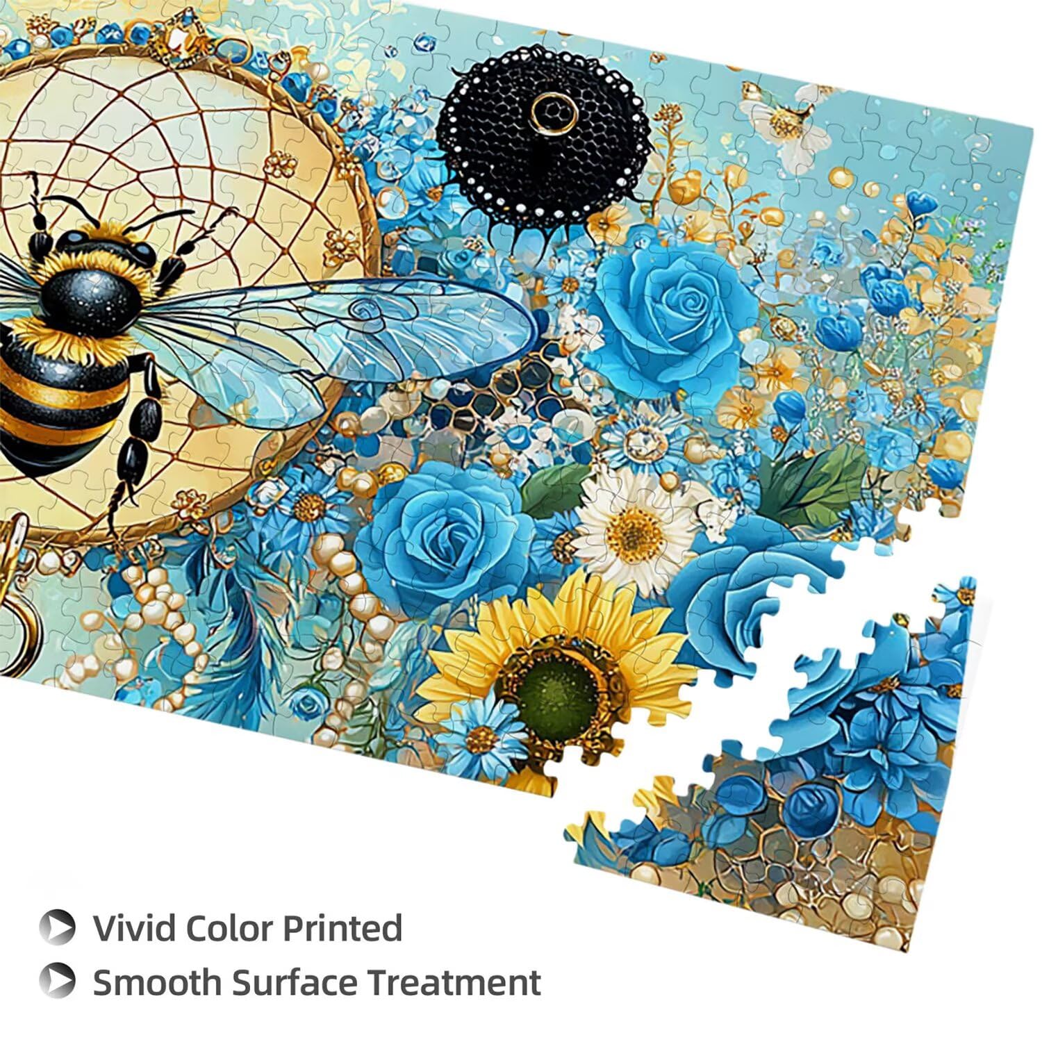 Puzzle 1692 Puzzle Erwachsene, EIN Herausforderndes Rätsel, Puzzles-Geschenk 179x31cm, Puzzlespiele für Die Ganze Familie, Geschenke für Frauen, Geschenke für Männer, Thema: Bienenblumen j-717