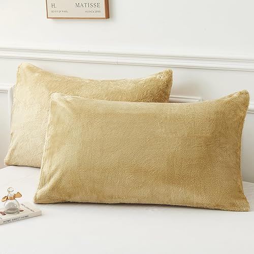 Miniatura 5 de YIYEA Juego de 2 fundas de almohada de piel sintética tamaño Queen, ultra suaves y esponjosas, lujosas y acogedoras fundas de almohada con cierre de