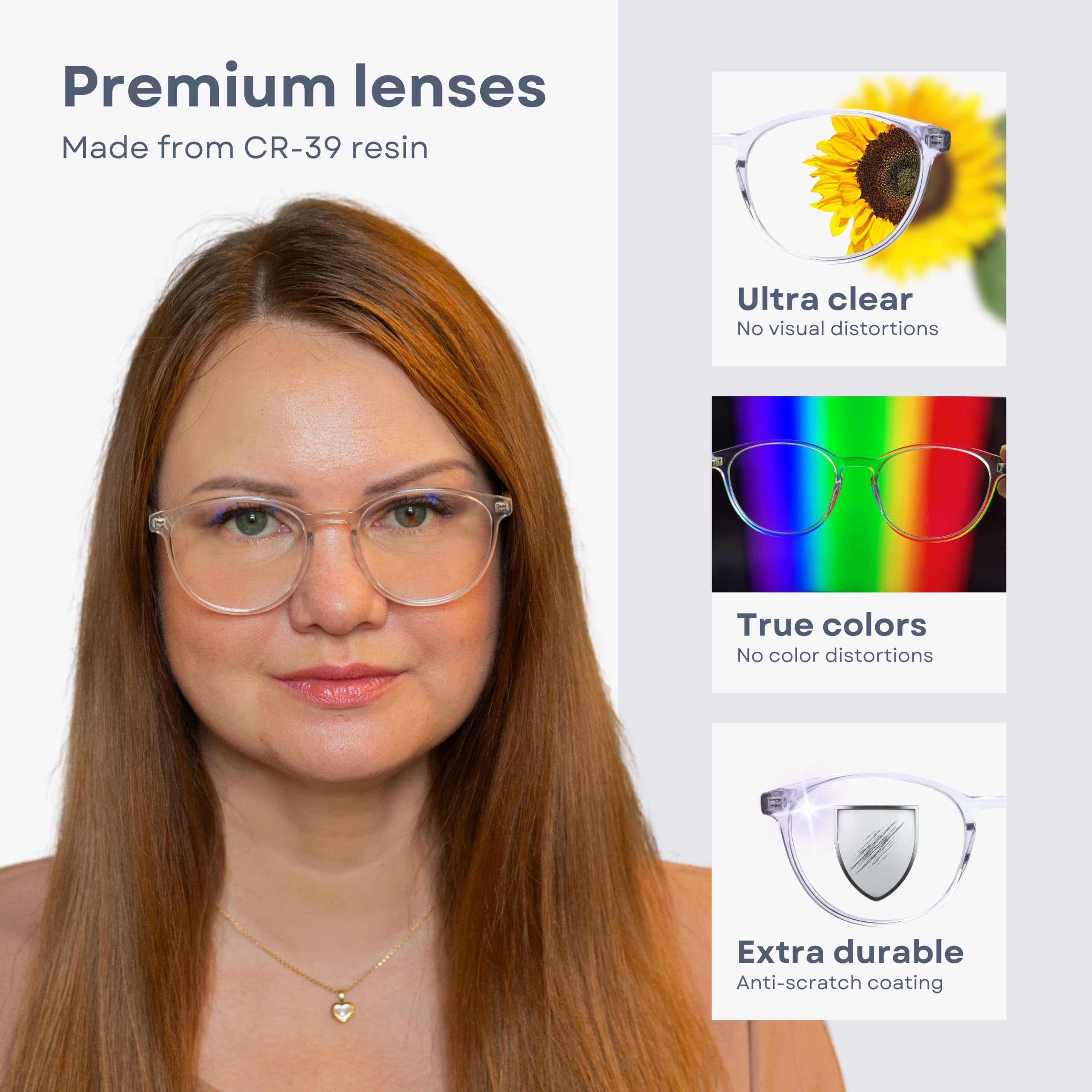 Cvantus Gafas de lectura prémium | Graduación de calidad, realizada por optometristas | Protección luz azul & UV, Antirreflejos | Gafas de lectura redondas para hombre y mujer