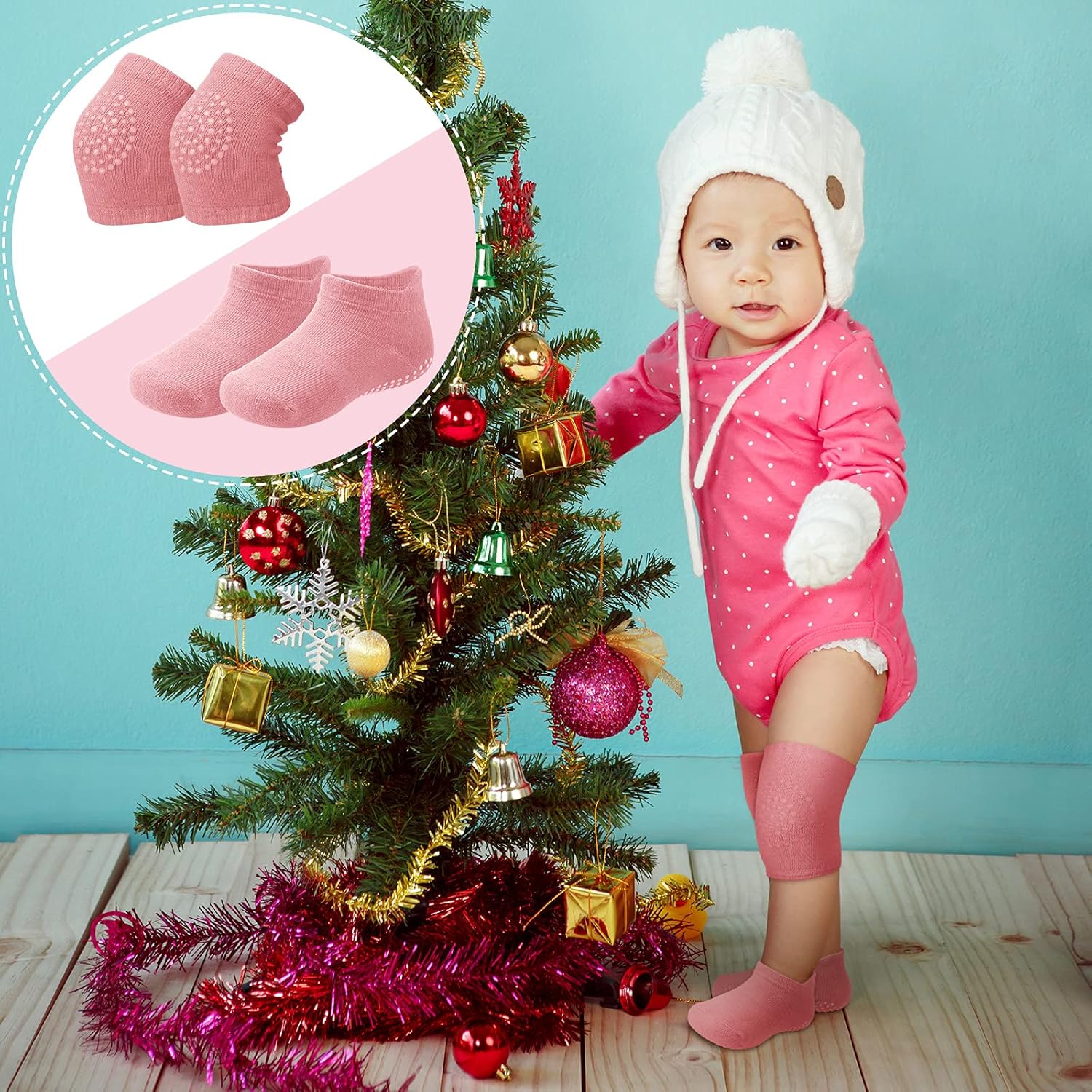 Miniatura 6 de Juego de 10 pares de rodilleras antideslizantes para bebés y calcetines antideslizantes para bebés, unisex para niños pequeños, calcetines