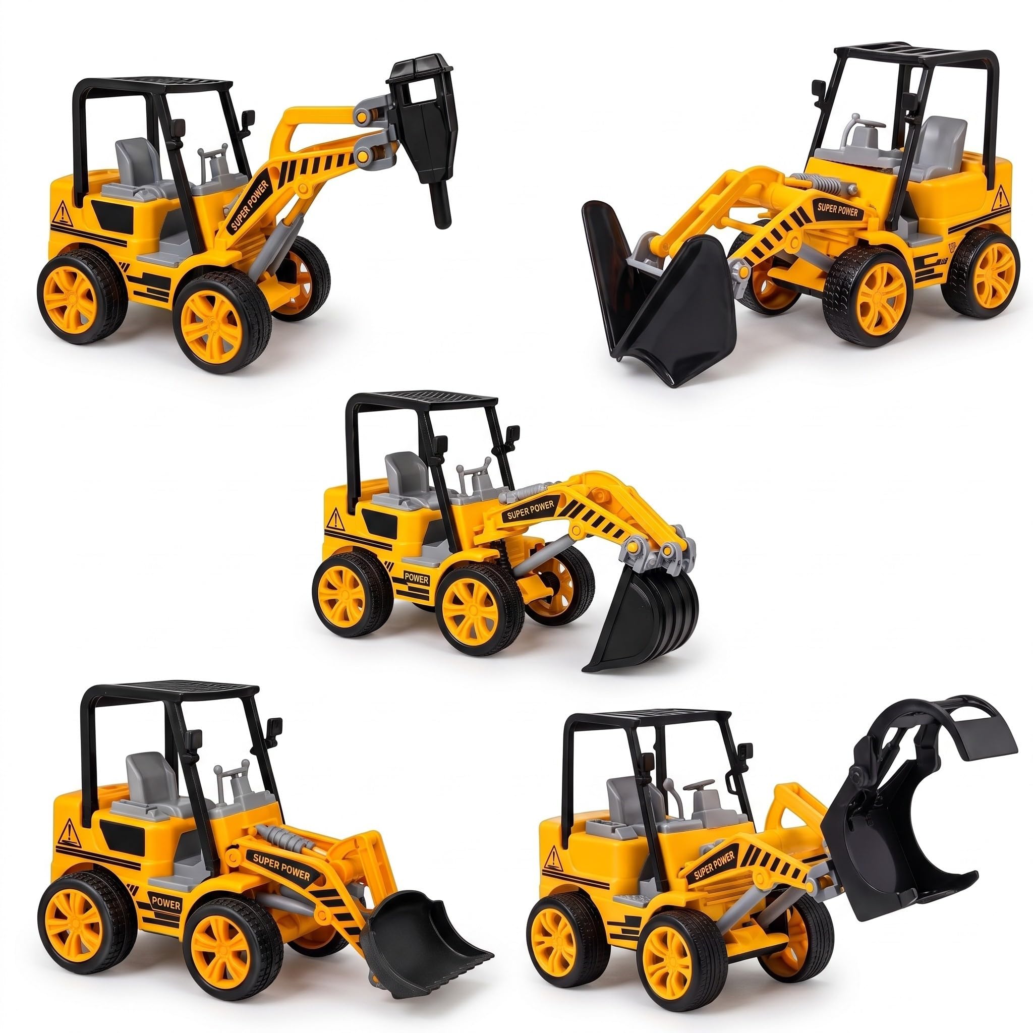Construction Vehicle Toy Set of 5 for Kids | Excavator, Loader, Crane, Grabber & Breaker Truck | Manual Moving Construction Toys | Educational Pretend Play | Gift for Boys & Girls 3+ Years-image-34