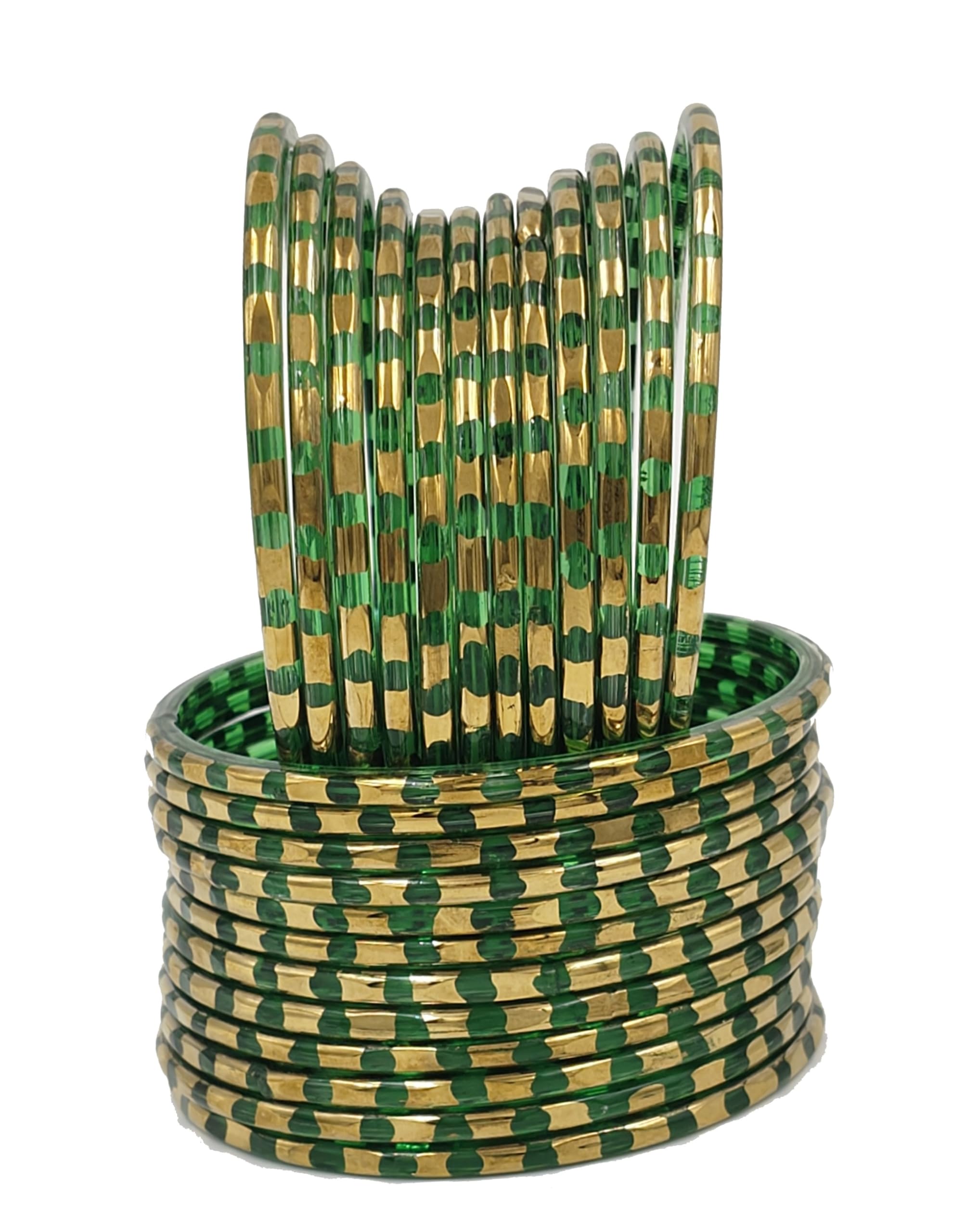 Traditional Indian Glass Bangles for Women, Girls & Kids Baby Girls (Pack of 24) | Gold-Toned Churi Set | Sizes 2-8 to 1-14-image-46