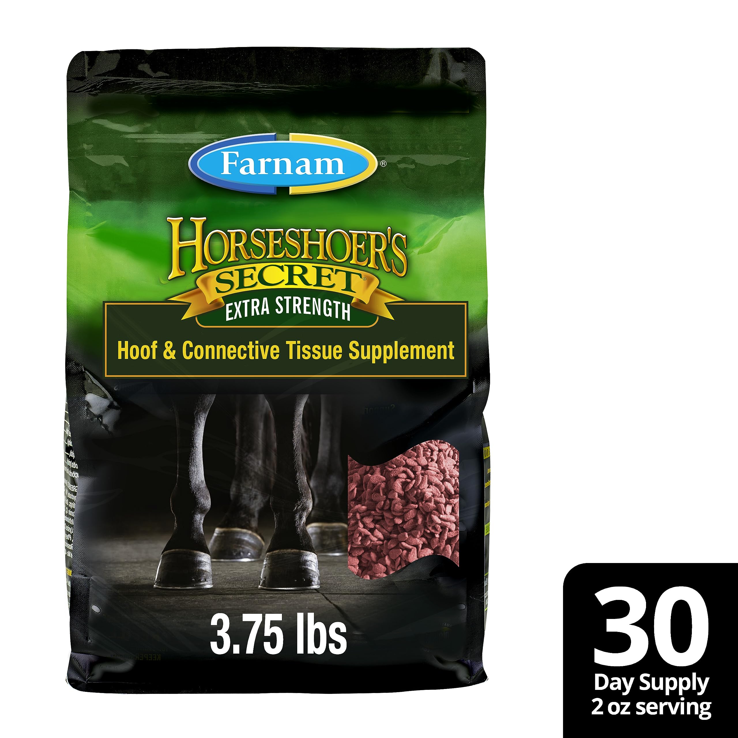 Farnam Horseshoer's Secret Extra Strength Hoof & Connective Tissue Biotin Supplement with Aminos for Strong, Healthy Hooves, Tendons & Ligaments, 7.5 lbs, 60-Day Supply