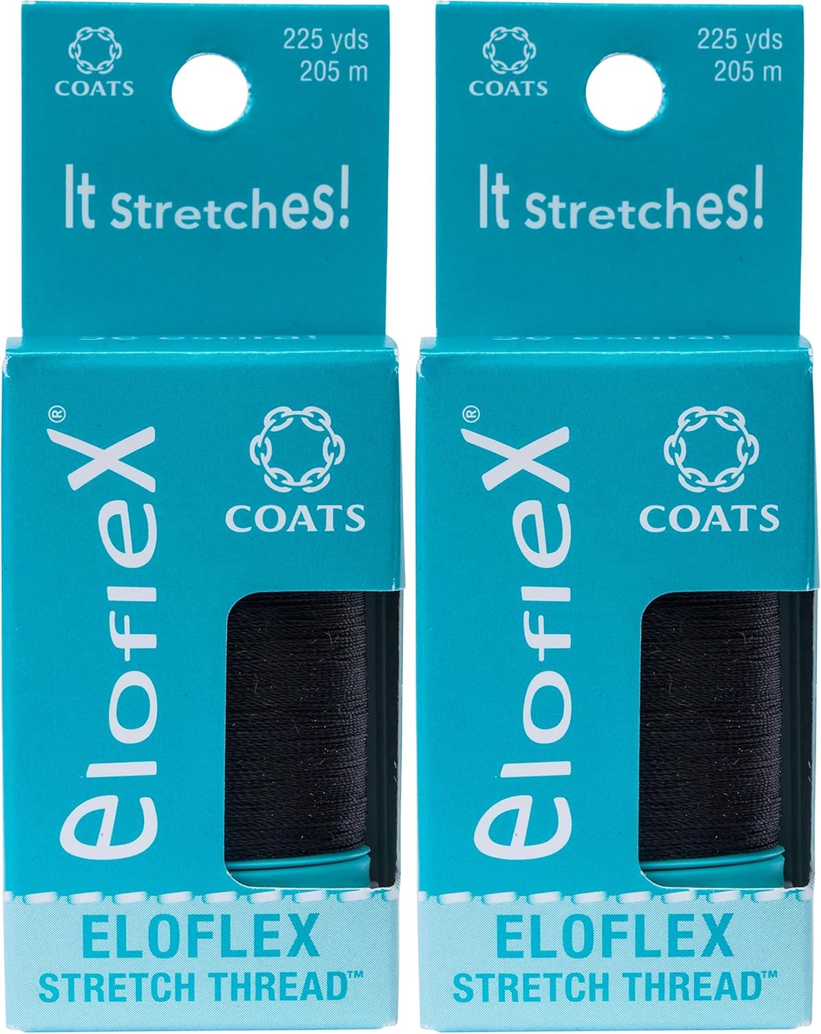 Coats Eloflex Stretch Thread, Black/Grey (Pack of 2)