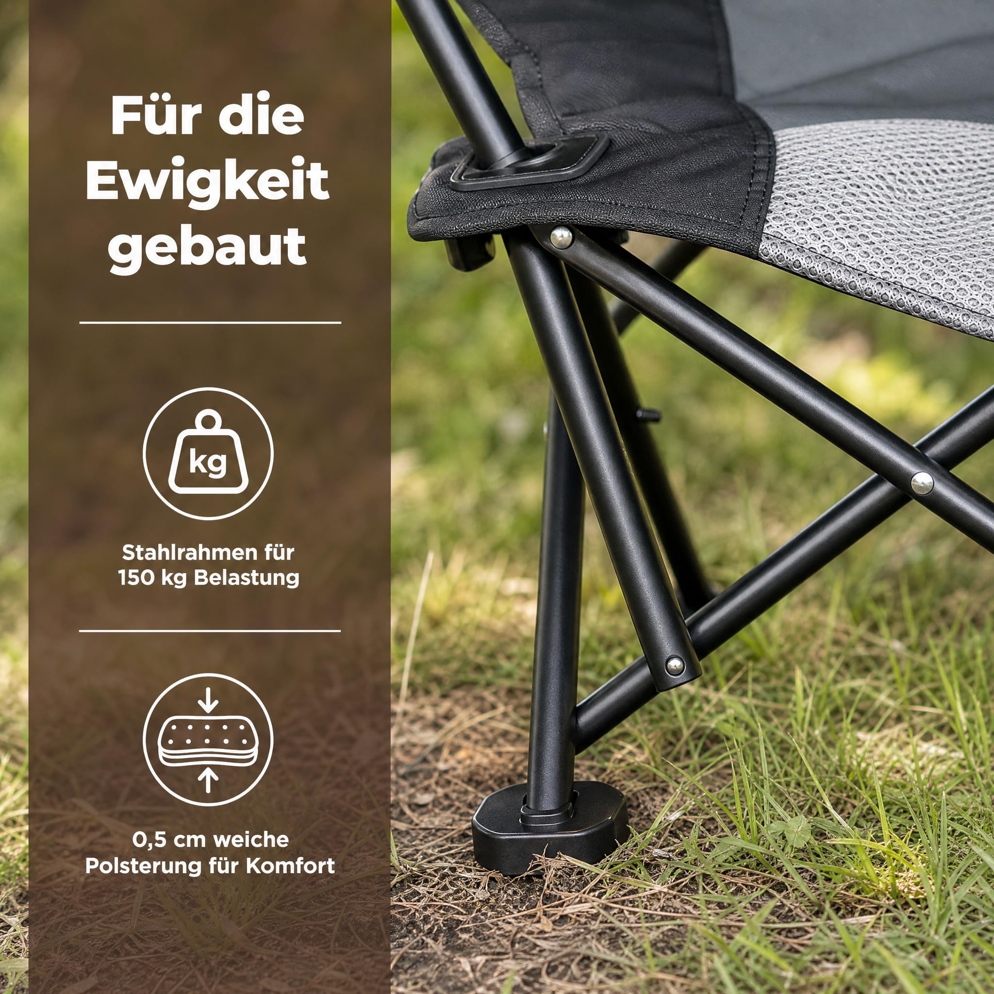 Huacan Silla de camping plegable, 136 kg, ligera, cómoda respaldo, plegable con bolsa de transporte, para picnic, exterior, senderismo