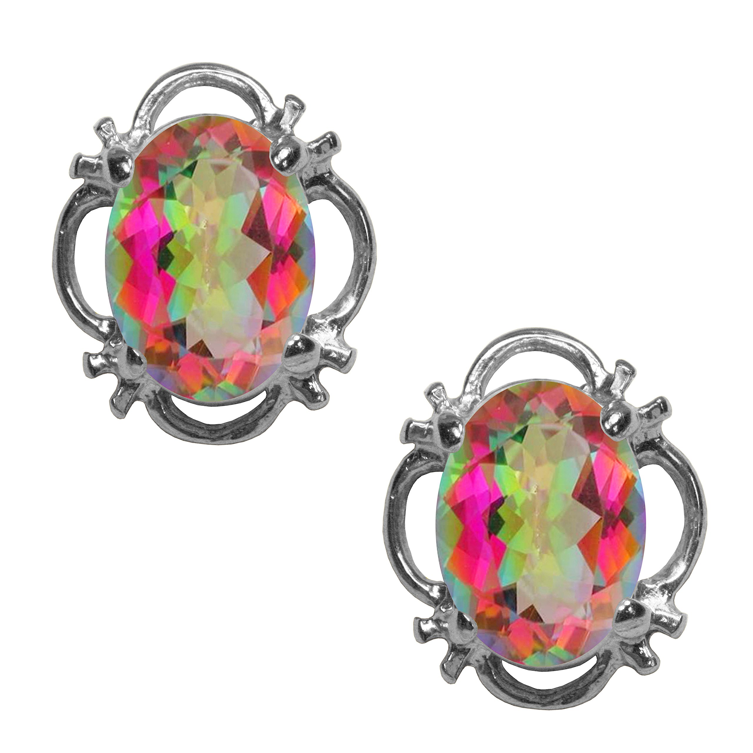 Boucles d'oreilles topaze mystique BJC en or blanc 9ct, le cadeau idéal