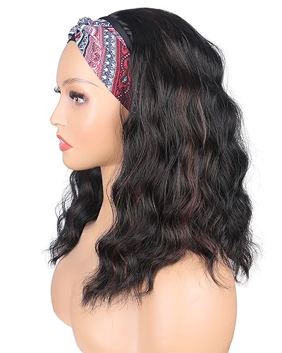 Miniatura 3 de Pelucas negras con diadema con reflejos marrones para mujeres negras, pelucas sintéticas negras y marrones, pelucas onduladas suaves y ligeras de
