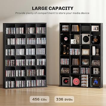 HOMCOM Tall 456 CD/ 336 DVD Storage Unit 89 x 130.5 cm Black