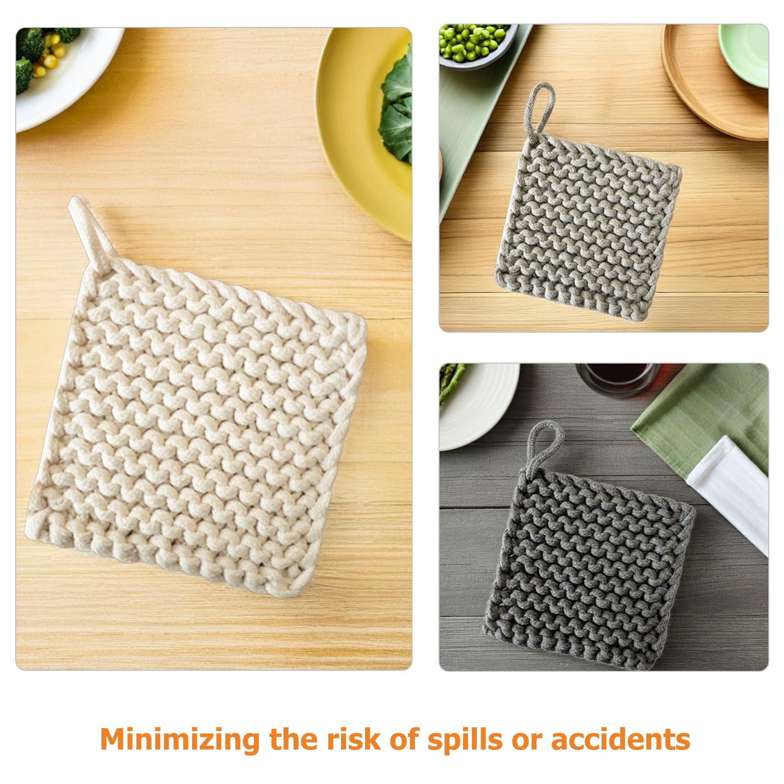 Set 3 Pezzi Presine la Cucina in Cotone Fatto a Mano, Quadrate e Resistenti al Calore, per Eventi di Ristorazione e Uso Quotidiano in Cucina