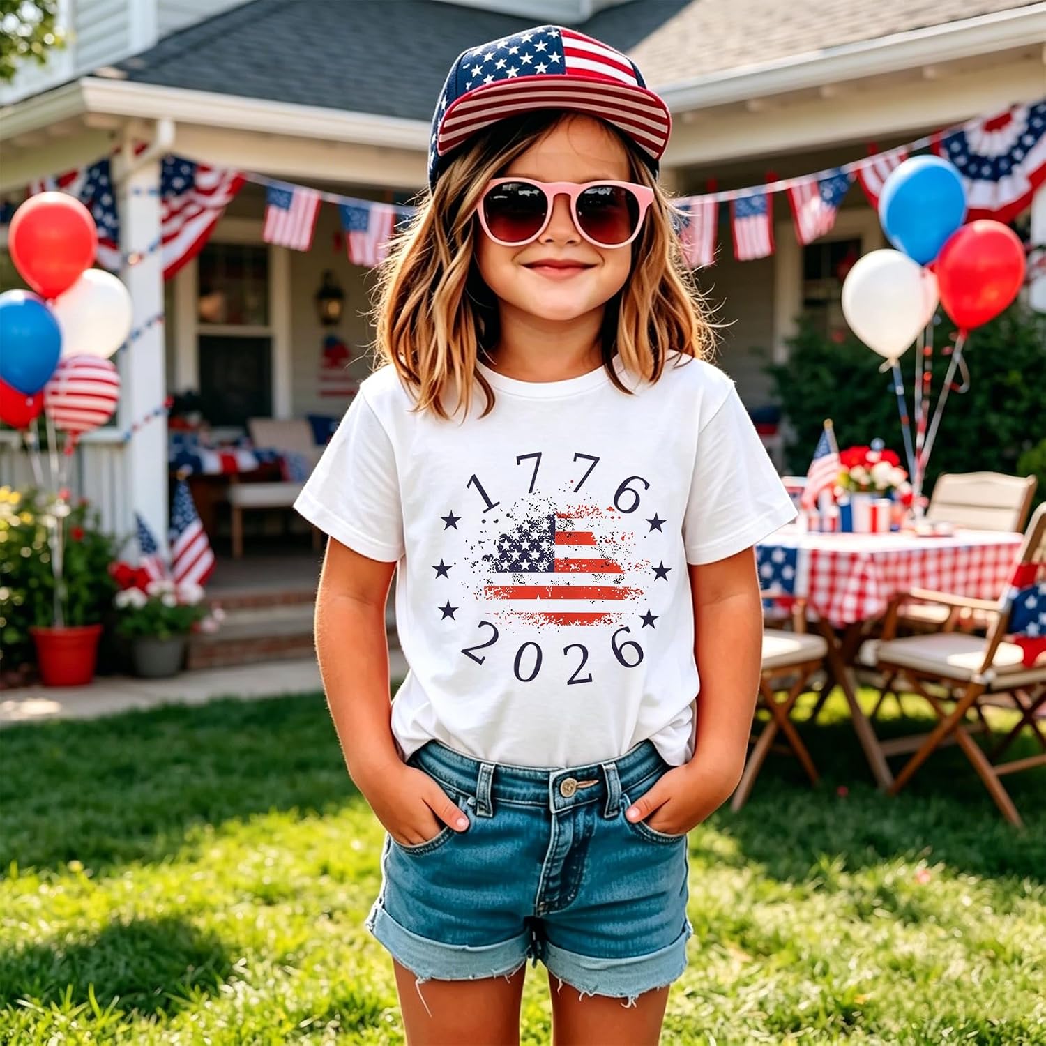 CM C&M WODRO Toddler Boy Girl 4th of July Shirt Kids USA 250th Anniversary 1776-2026 T-Shirt Patriotic American Flag Tee Tops
