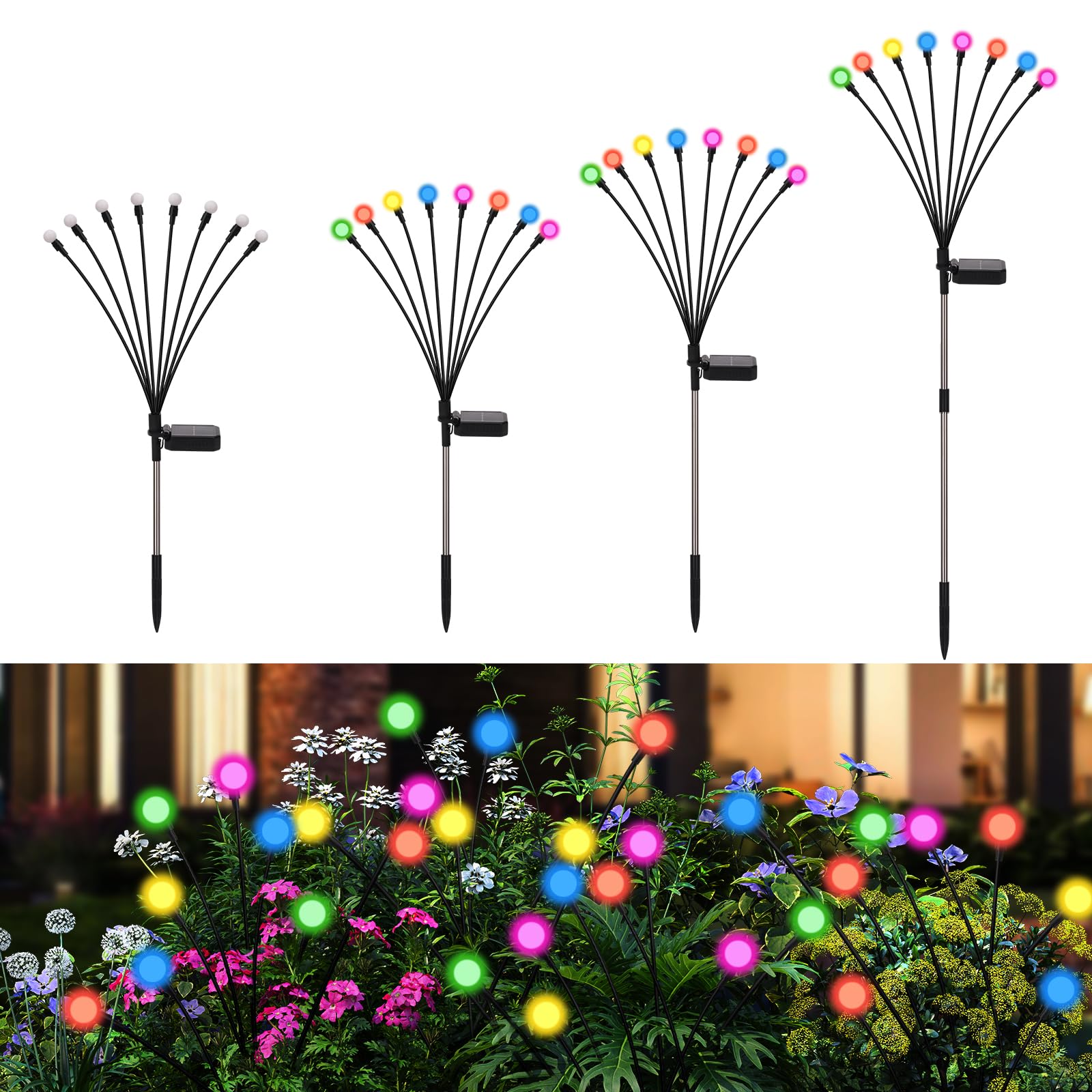 Photo 1 of Galavasen Solar Firefly Lights - 4 Pack Multicolor