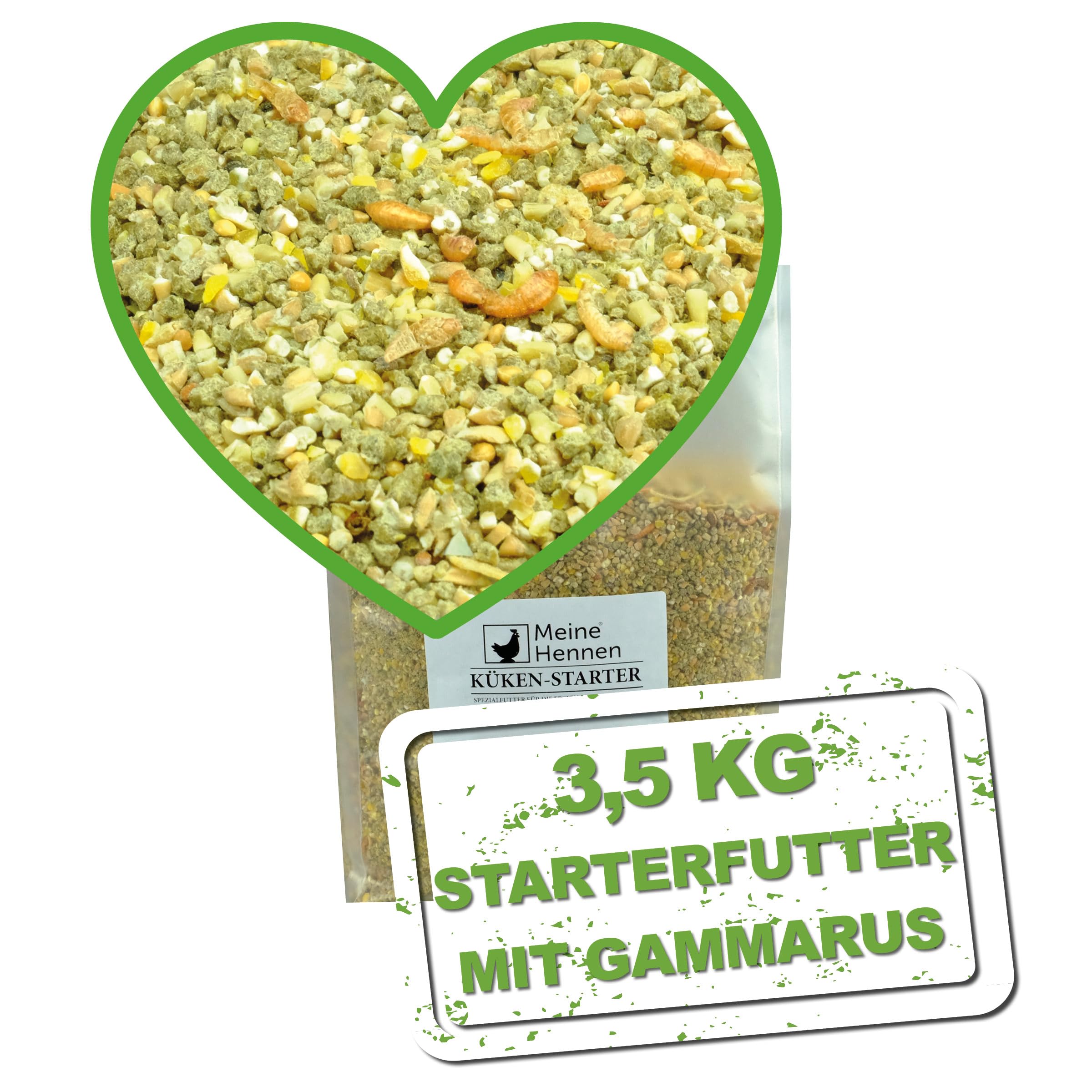 Meine Hennen Küken Starter 3,5 kg Kükenfutter Crumble Alleinfuttermittel für Hühnerküke, proteinreich mit Minikrebsen und Gammarus ideales Aufzuchtfutter Starterfutter Kükenstarter für Kükenaufzucht