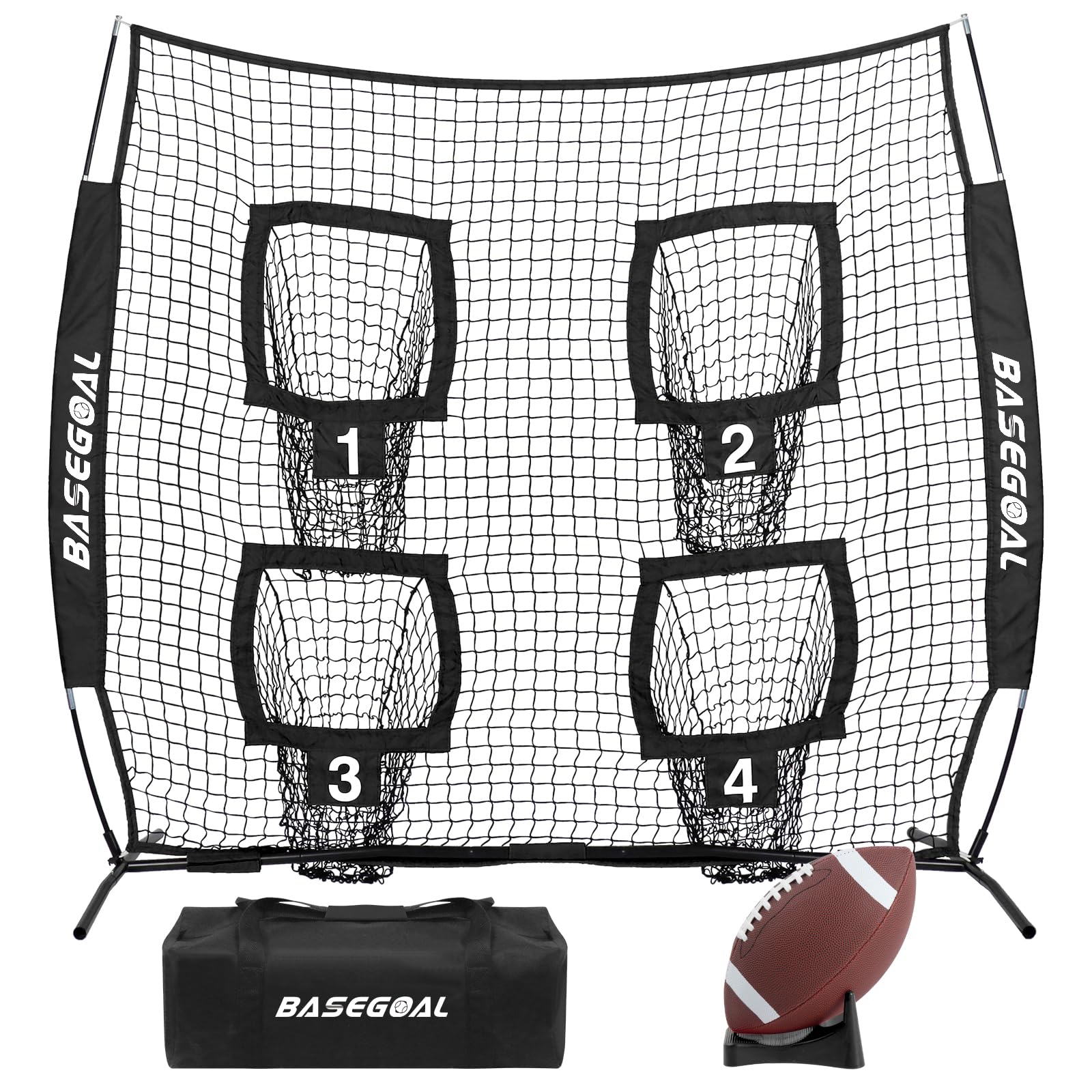 BaseGoal 6x6 Ft Football Nets for Throwing,Football Target,Quarterback Training Equipment with 4 Target Pockets for Improving Football Accuracy