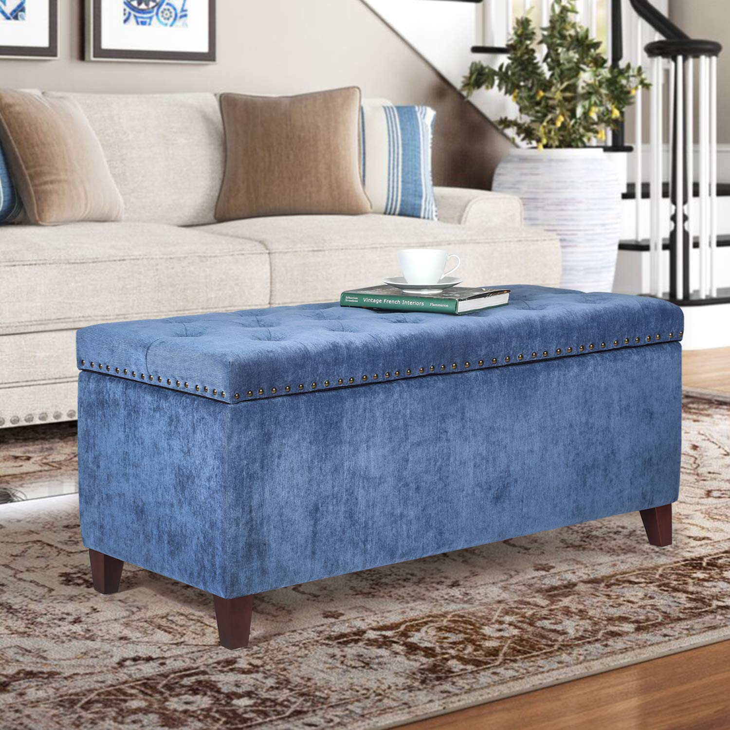 Buy Adeco 42" Rectangular Storage Ottoman Bench End of Bed Bench with