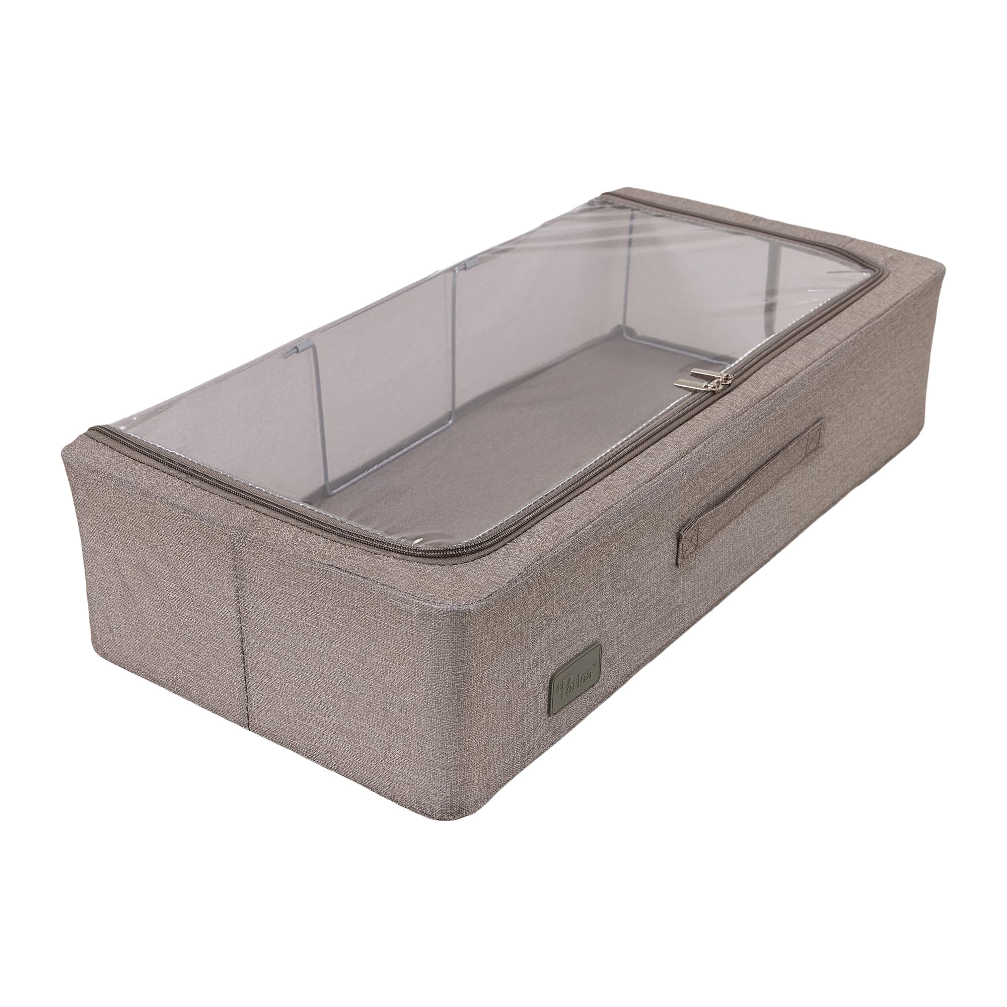 Periea 'Casey' Underbed Storage Boxes with Lids - Foldable, Stackable, and Space-Saving Organiser to Keep Your Space Tidy and Clutter-Free - Grey Denim Effect - Medium