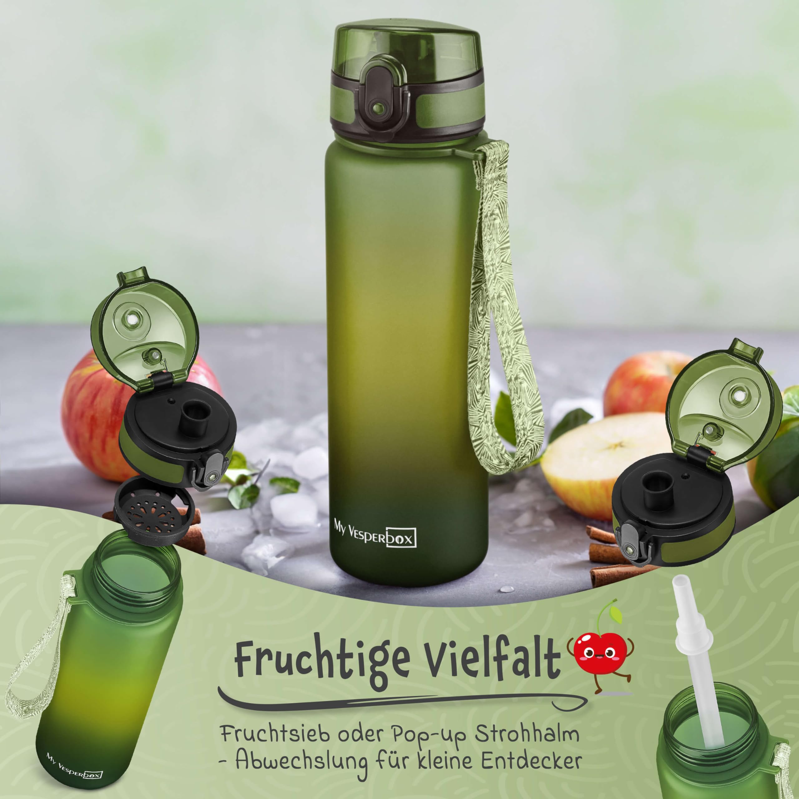 My Vesperbox - Bia Set – pudełko śniadaniowe i butelka na napoje dla dzieci 500 ml – szczelne i wolne od BPA – pudełko na lunch do szkoły i przedszkola - zestaw Bento Box