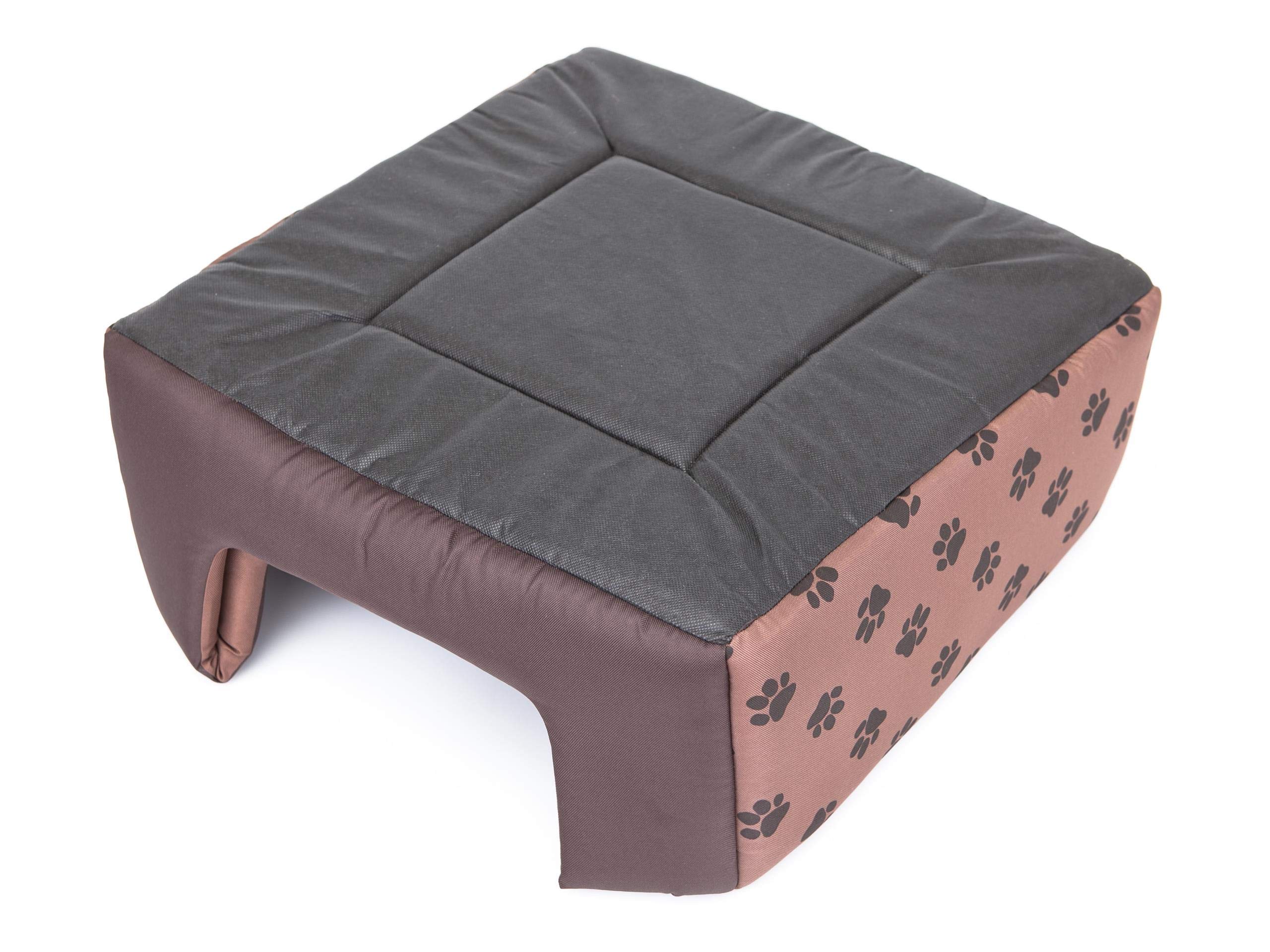 PillowPrim Legowisko dla psa 2 w 1, domek dla psa, legowisko dla psa, legowisko dla zwierząt, jasnobrązowe, ze łapami, rozmiar XL, 53 x 53 cm