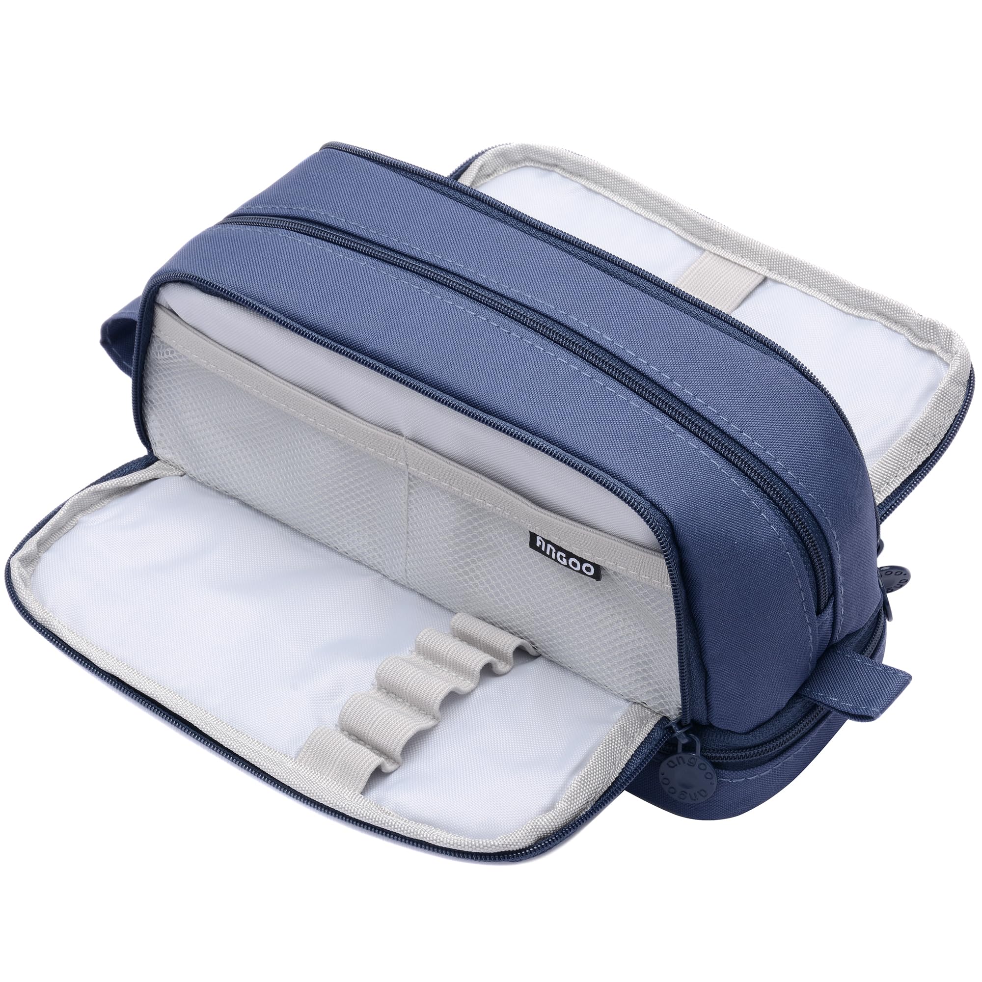 BenPo bar Large Big Capacity Pencil Case with 4 Compartments Pencil Pouch for Women, Girls, Boys, Kids, Adults, Aesthetic Preppy School Special Pencil Case Pen Case with Handle (Blue/Navy)