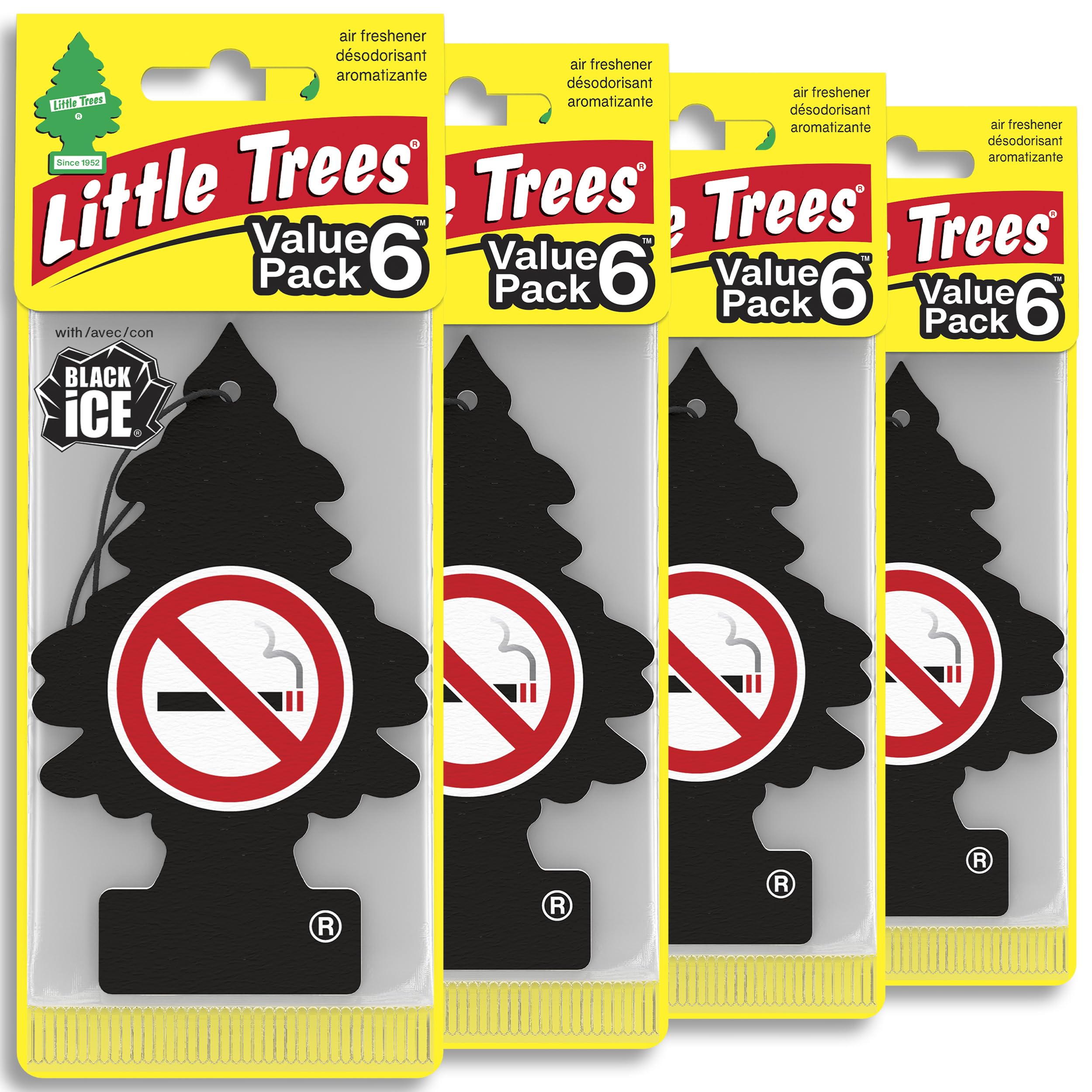 LITTLE TREES Car Air Freshener | Hanging Tree Provides Long Lasting Scent for Auto and Home | 24 Air Fresheners |No Smoking No Smoking 4 Count (Pack of 6)