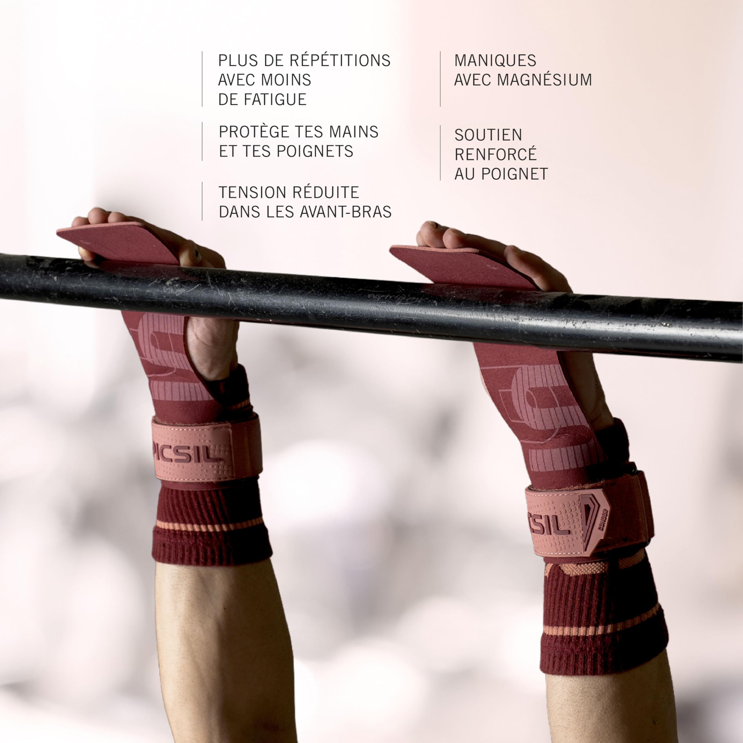 PICSIL - Maniques Condor, Protection Main avec Magnésie, Grips pour Cross Training, Calisthenics, Musculation, Fitness et Gymnastique