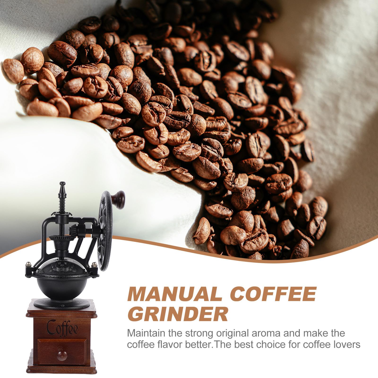 ULTECHNOVO Vintage Kleiner Kaffeemühle und Eisen Manuell für Kaffeebohnen und Pfeffer Tragbar für Camping und Reisen