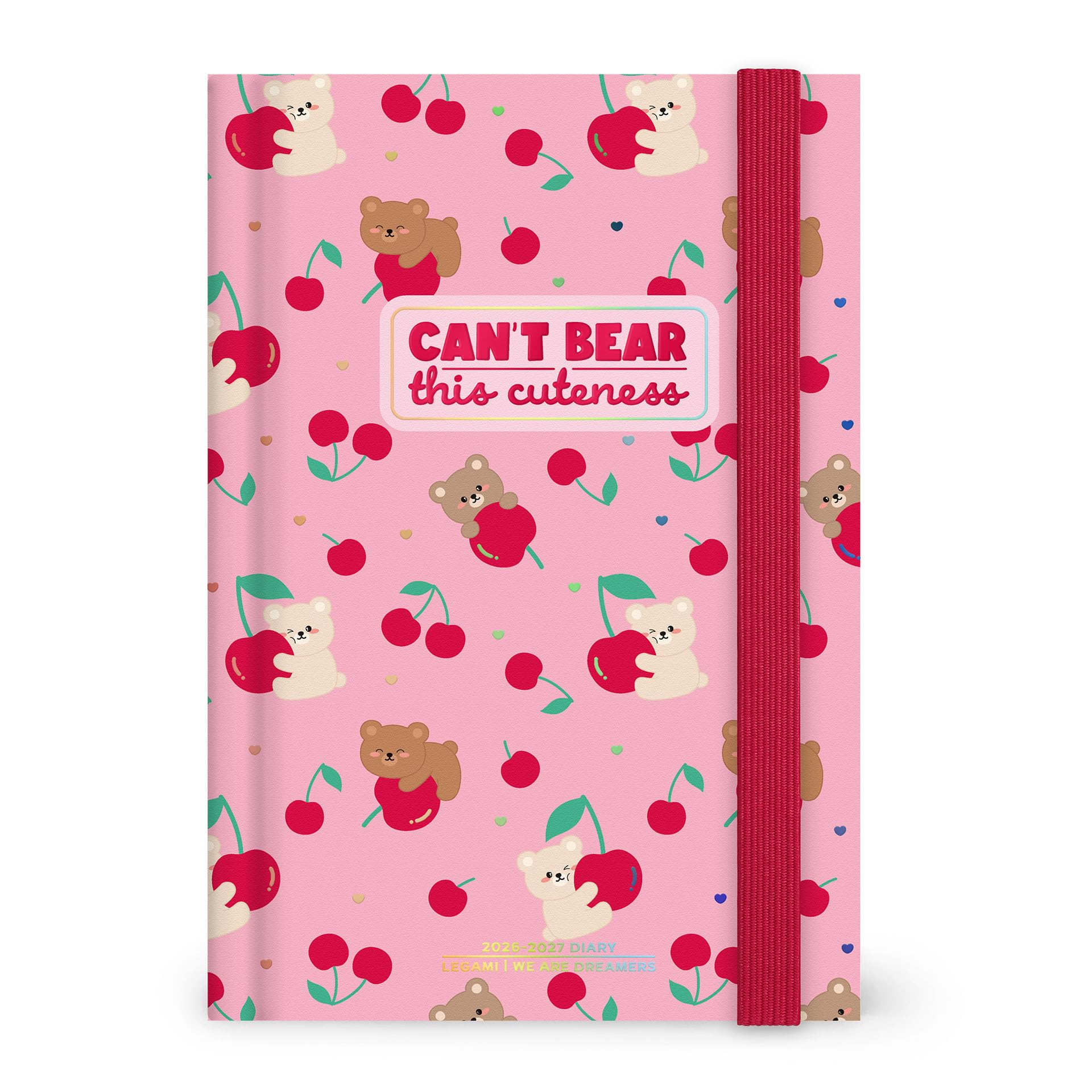 Legami 2026-2027 Teddy Bear Pink 16 Month Medium Diary from September 2026 to December 2027 - Elastic Closure FSC Certified Paper 12 x 18 cm — image 1