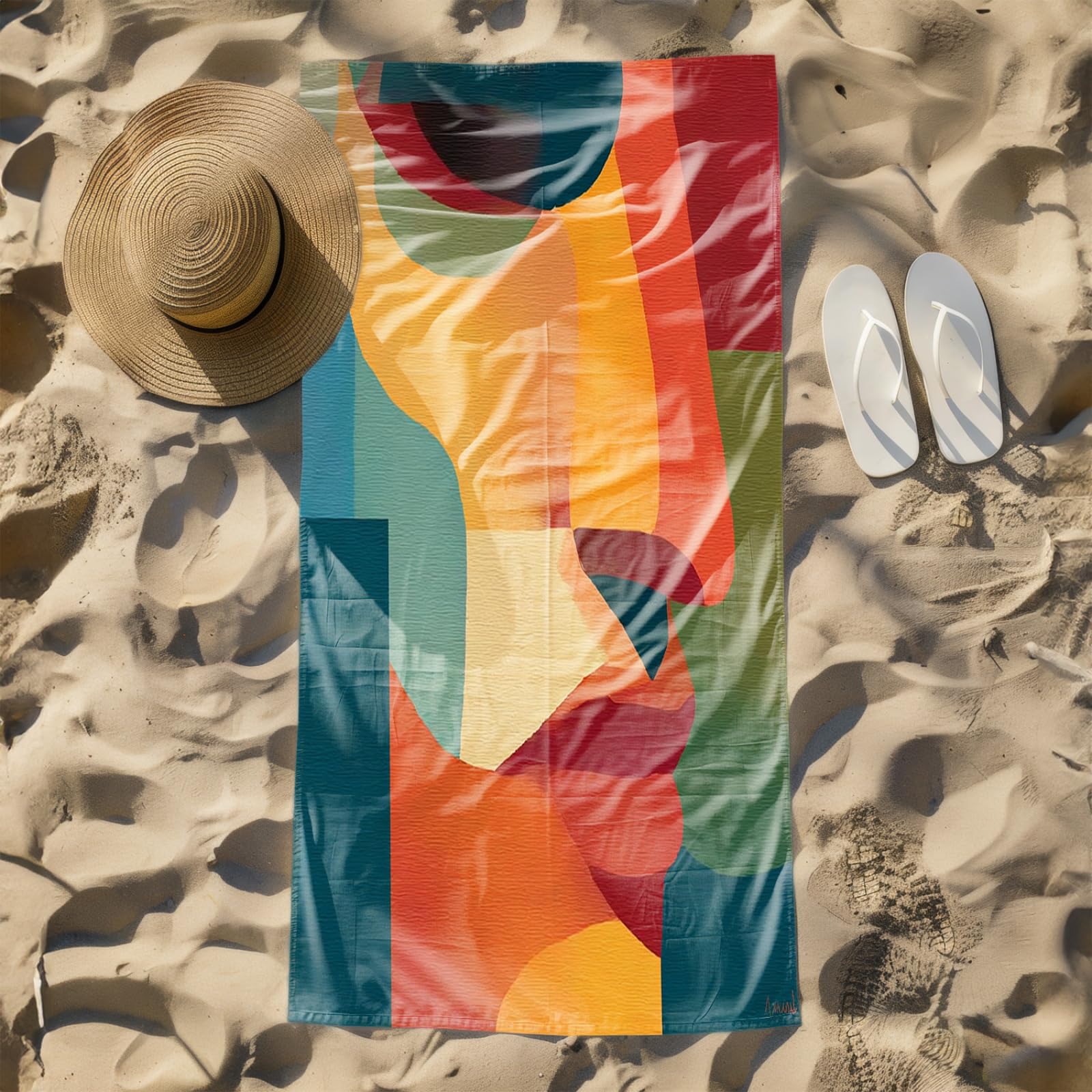 Telo Mare Microfibra 210x230 Geometria Gialla Chiara Telo Spiaggia Grande Antisabbia,XXL Asciugamano Mare, Asciugatura Rapida, Stuoia Spiaggia Leggero E Portatile