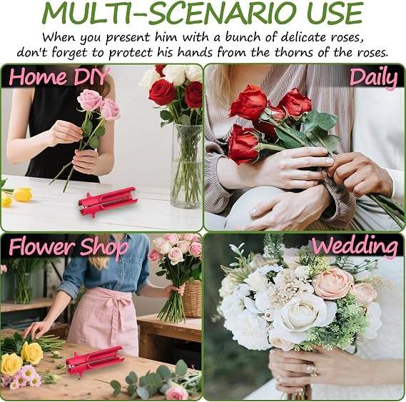 2 Pcs Rose Thorn Remover Stripper Tool,Flower Stem Cleaner Cutter,Efficient Safe for Home Flower/Shop Gardening, Floral Arrangement,DIY and Gardening Work(Rose Red)