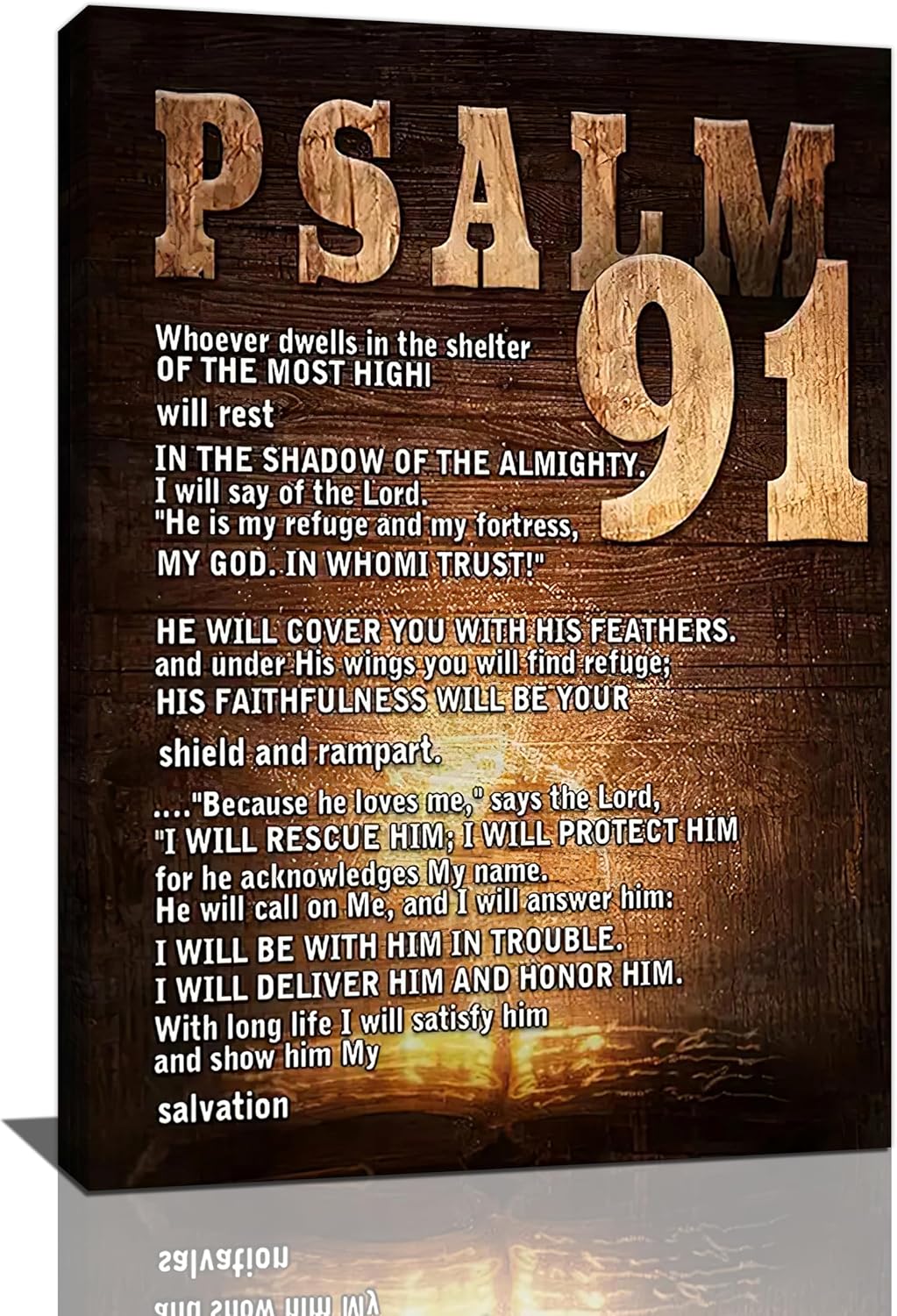 Gyeong Bible Verse Psalm 91 Wall Art Scripture Christian Decor Vintage Christian Gifts Religious Sign Canvas Prints Retro Christianity Poster Artwork for Living Room Bedroom Bathroom Church 16"x24" 16"L x 24"W Psalm91
