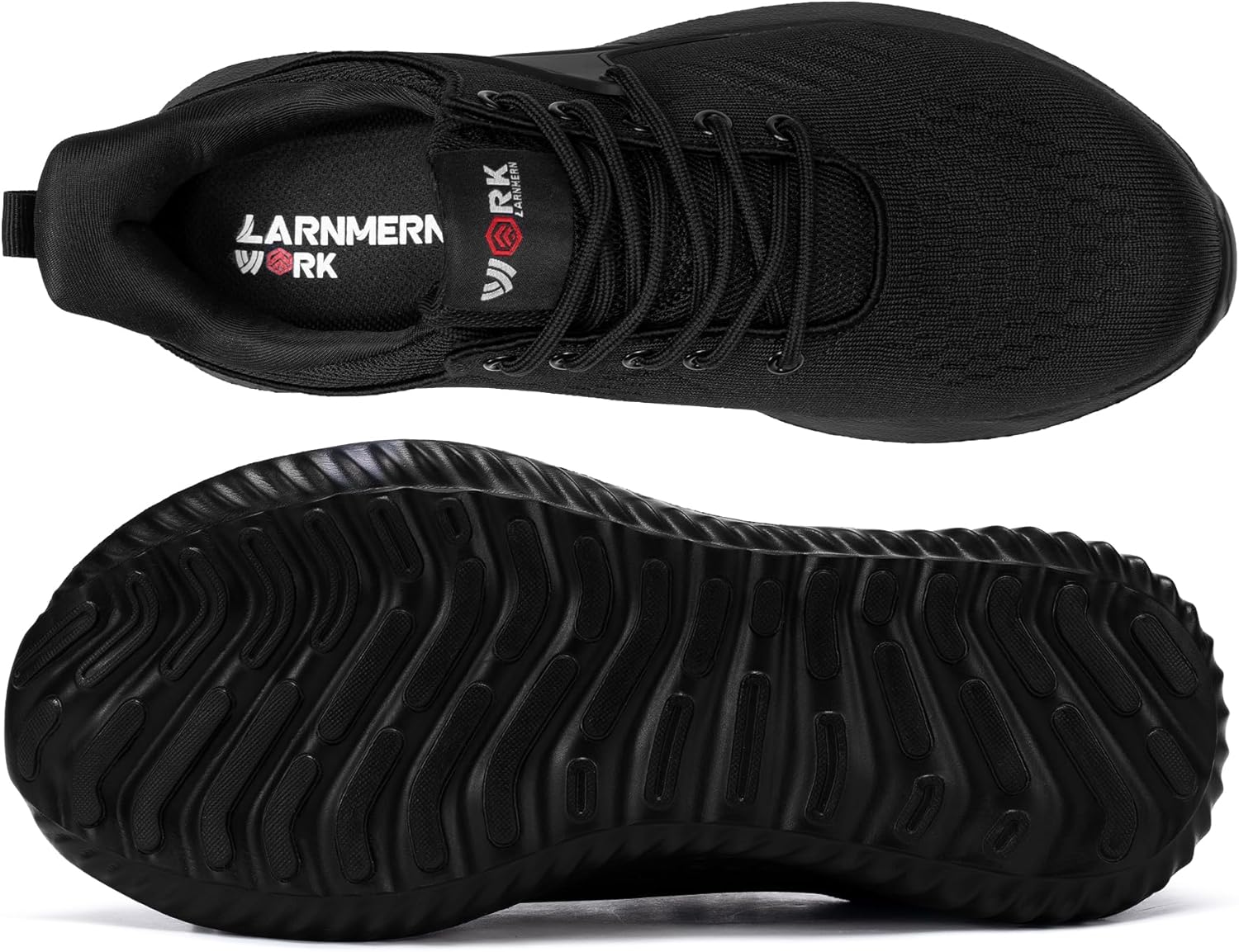 LARNMERN Slip On Steel Toe Shoes for Men, Work Lightweight Safety Sneakers Walking Tennis Shoe - Image 4