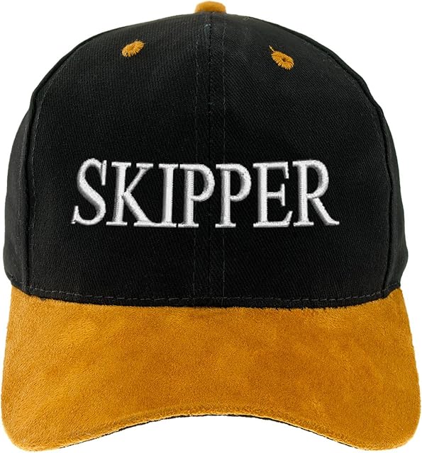 4sold 100% Cotton Ancient Mariner, Captain Cabin Boy Crew First Mate Anchor Yachting Baseball Cap Inscription Lettering Black Gold White