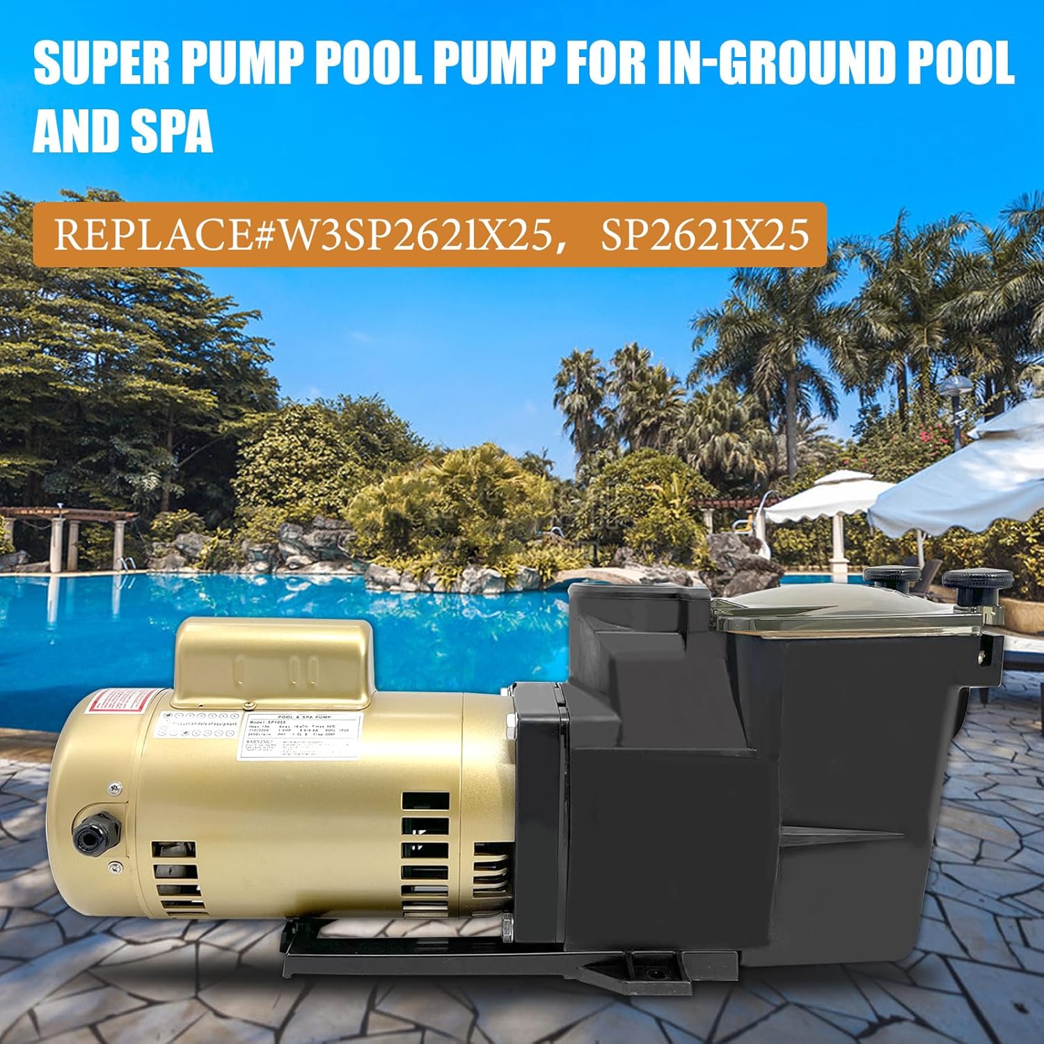 W3SP2621X25 Inground Pool Pump 2.5 HP Single Speed 115/230v,Super Pool Pump Compatible With Hayward In-Ground Swimming Pools and Spas SP2621X25