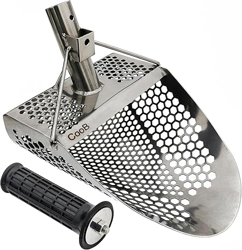 CooB Upgraded Sand Scoop Metal Detector Hex-710. Beach Sand Scoop Metal Detecting Hunting Tool. Stainless Steel 1.5mm, Mixed Hexahedron Holes