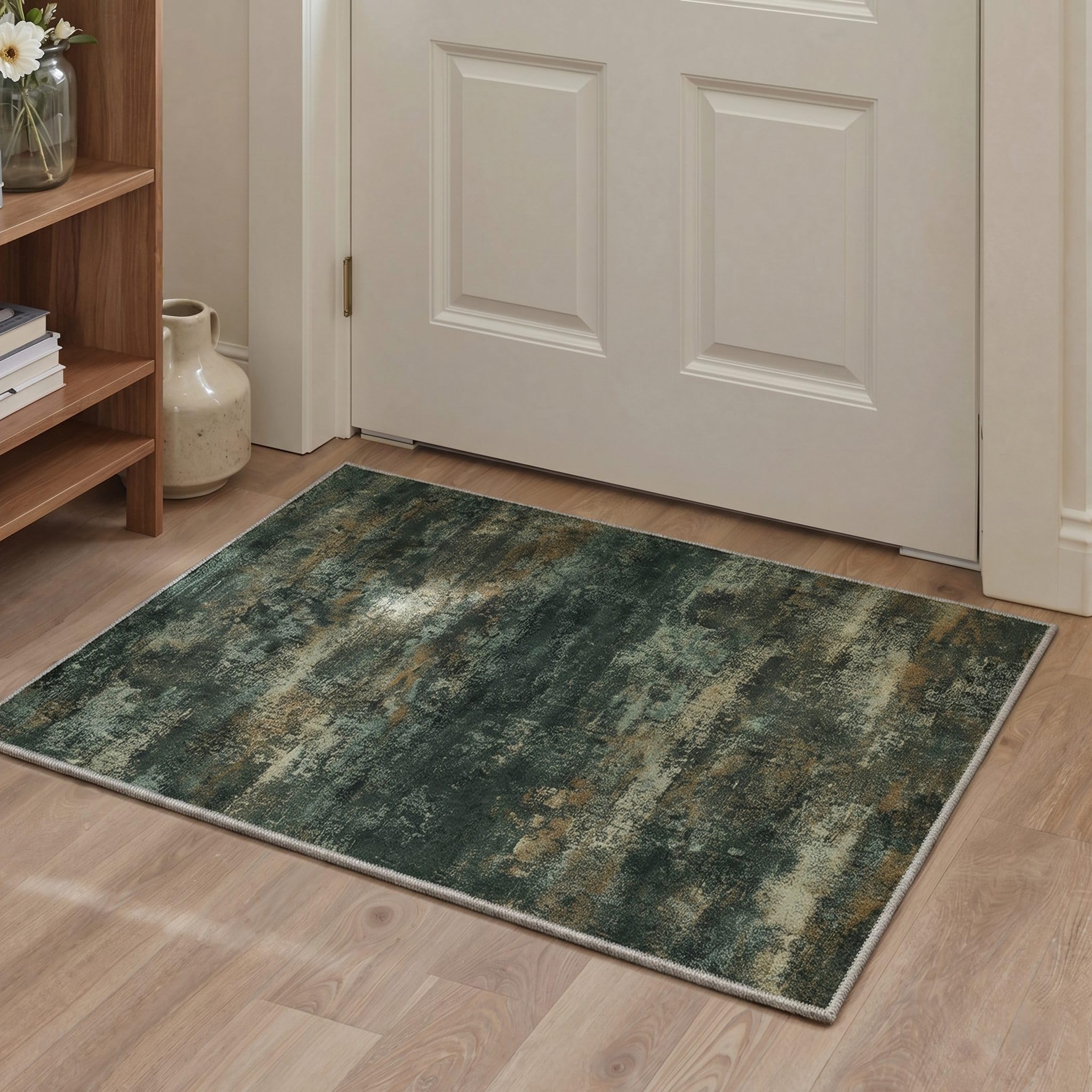 BEIMO 2x3 Area Rugs for Entryway, Smoky Green Washable Abstract Rug