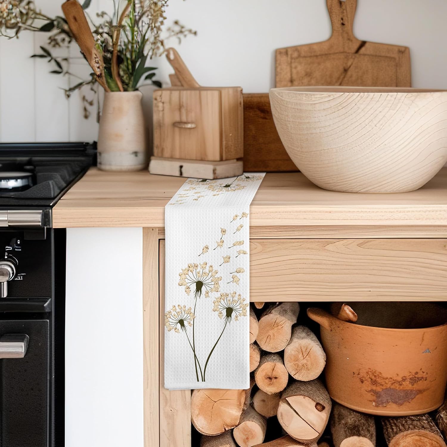 Funny Lab Dog Kitchen Towels, Labrador Retriever Dandelion Dogs Lover Decorative Kitchen Towels, Lab Gifts, Labrador Retriever Hand Dish Towel for Bathroom Decor for Dog Lovers - Image 4