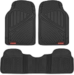 Motor Trend FlexTough Performance All Weather Rubber Car Floor Mats with Cargo Liner – Full Set Front & Rear Floor Mats for Cars Truck SUV, Automotive Floor Mats (Black)