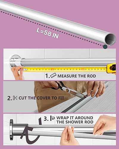 Miniatura 5 de Skywin Cubierta para barra de ducha  59 pulgadas de cortina protectora de plástico existente  Fácil de instalar cortina de ducha que hace que las