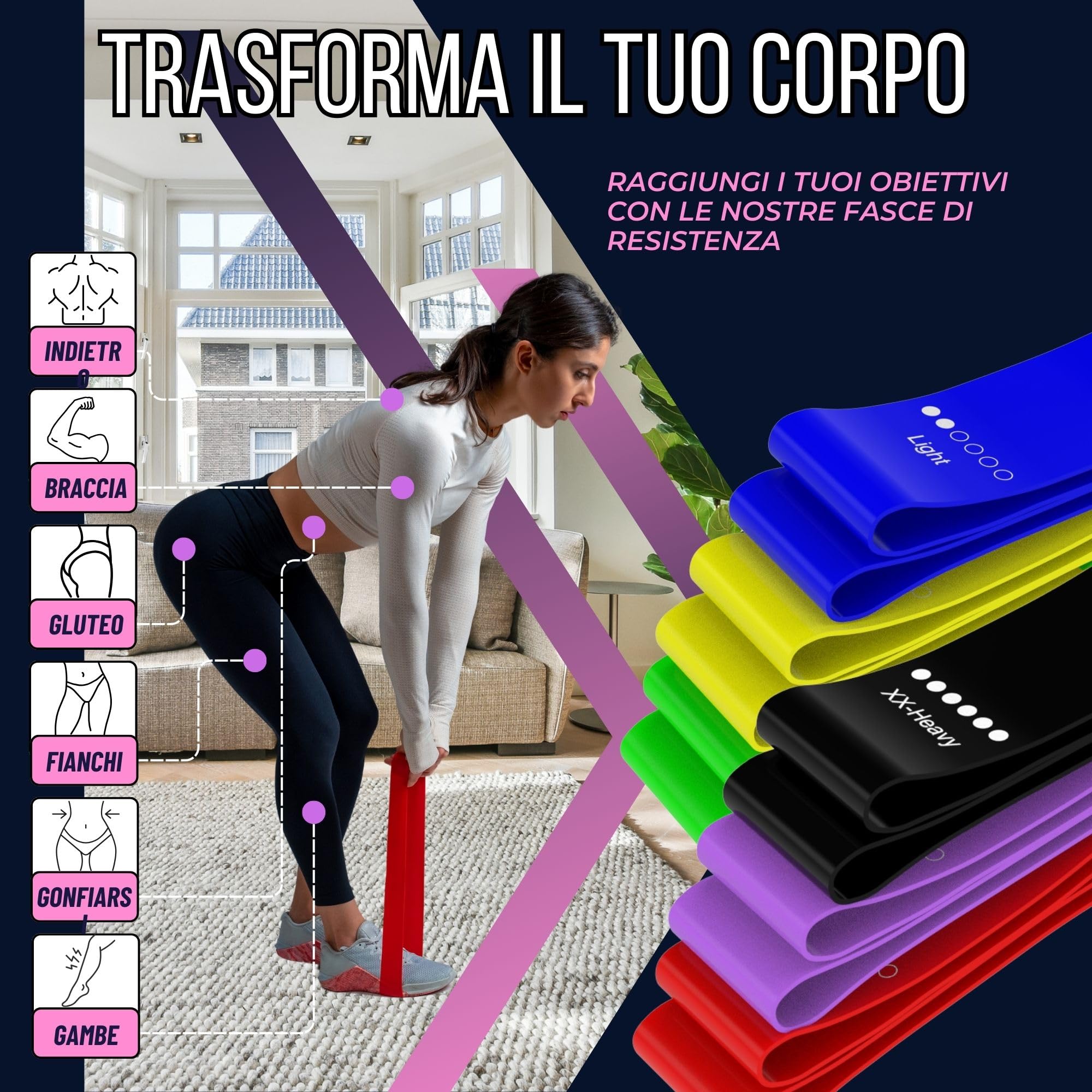 Fascia Di Resistenza Quest #1 Da 25 Libbre - Per Allenamento, Stretching E Riabilitazione (coppia)