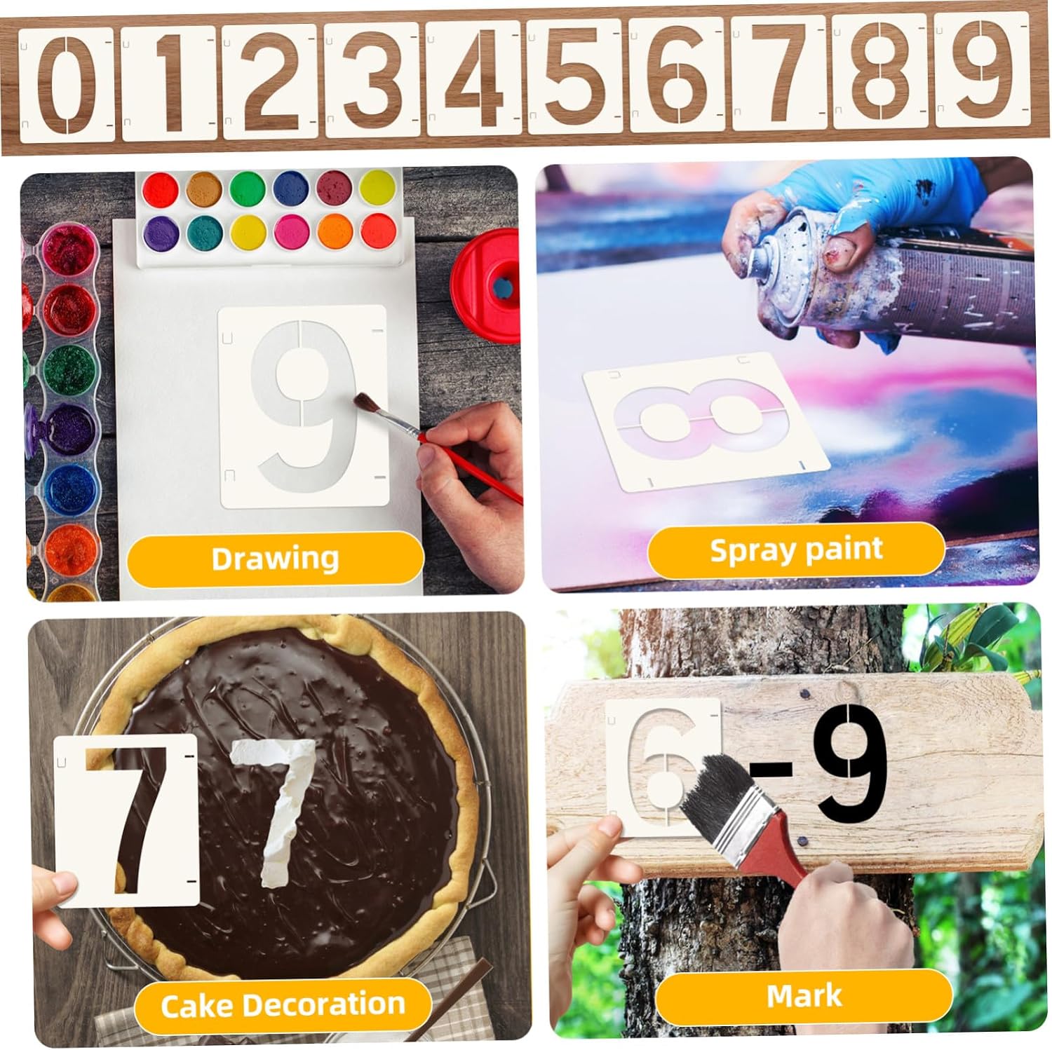 10 Sheets Plastic Number Stencils for Painting Pet Digital DIY Templates for Crafts Home Wall Furniture and Decoration Reusable Farmhouse Style