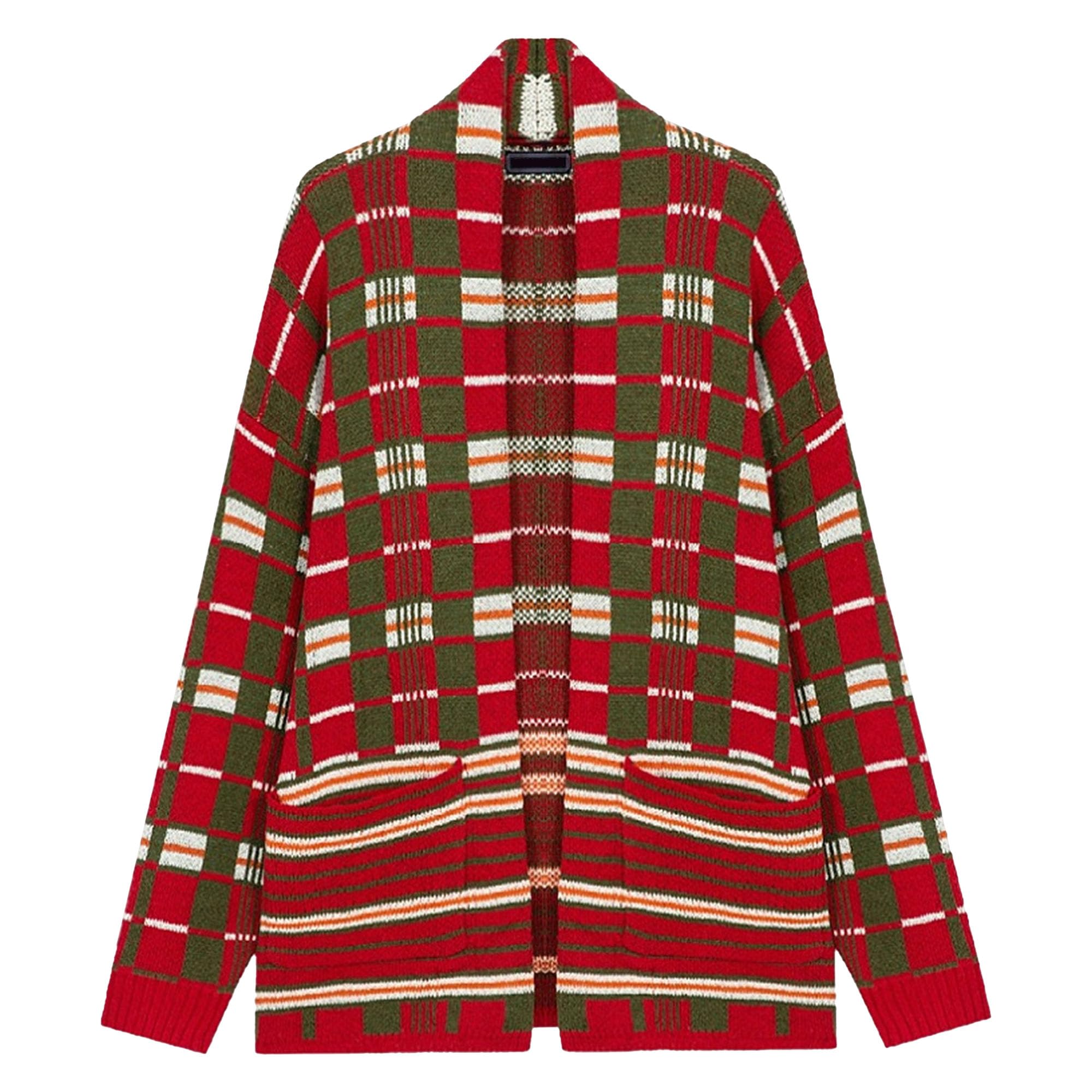 Men's Plaid Cardigan Long Length Oversized Big & Tall Knit Sweater Coat for Fall Winter